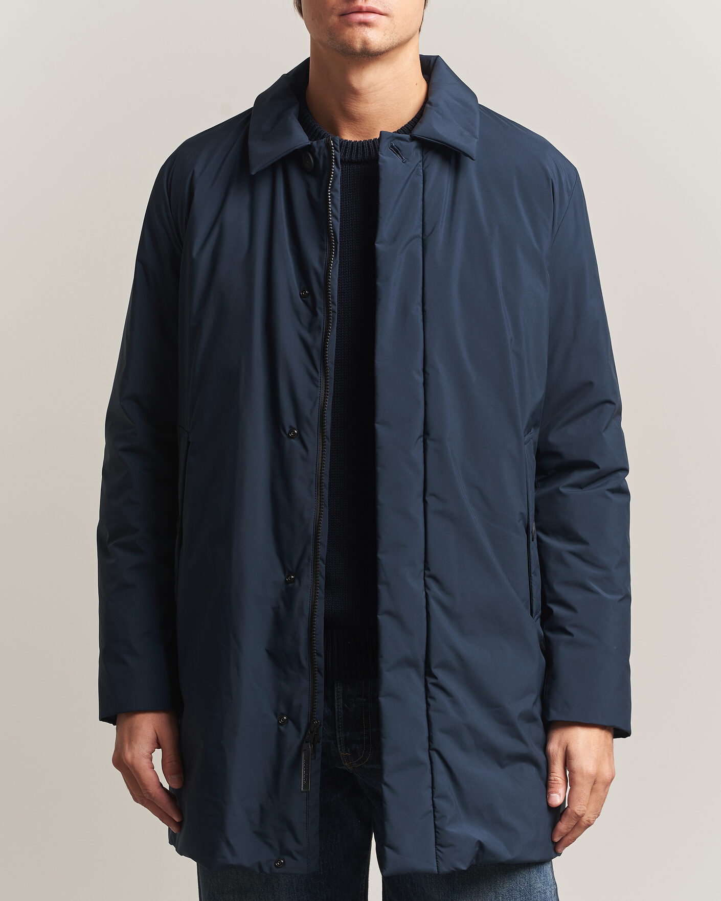 Hombres | Abrigos y chaquetas | Woolrich | Cloud Lamar Light Padded Coat Melton Blue