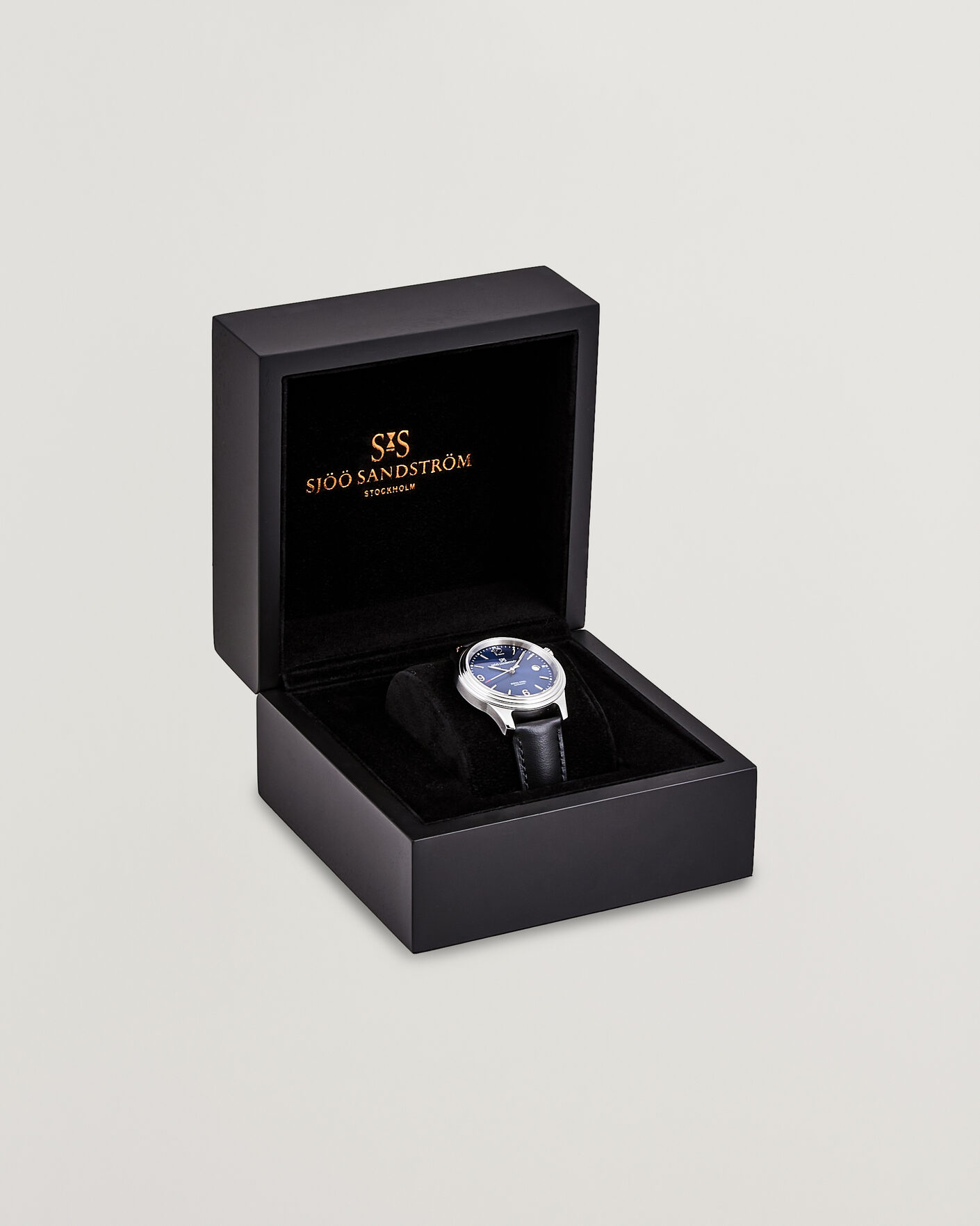 Hombres | Sjöö Sandström Royal Steel 41mm Black Calf Blue Dial | Sjöö Sandström | Royal Steel 41mm Black Calf Blue Dial