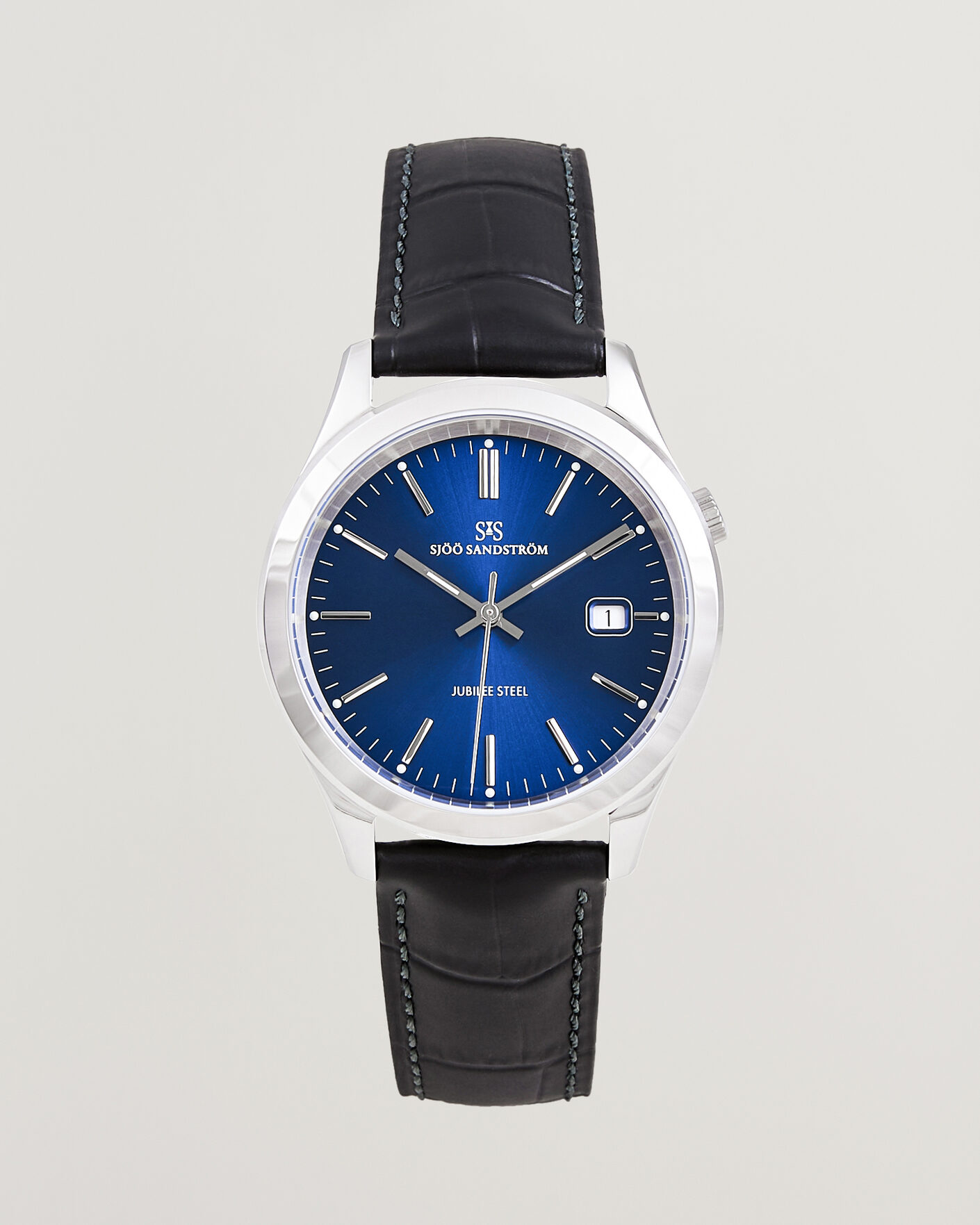 Hombres | Sjöö Sandström Jubilee Steel Quartz 40mm Black Calf Blue Dial | Sjöö Sandström | Jubilee Steel Quartz 40mm Black Calf Blue Dial