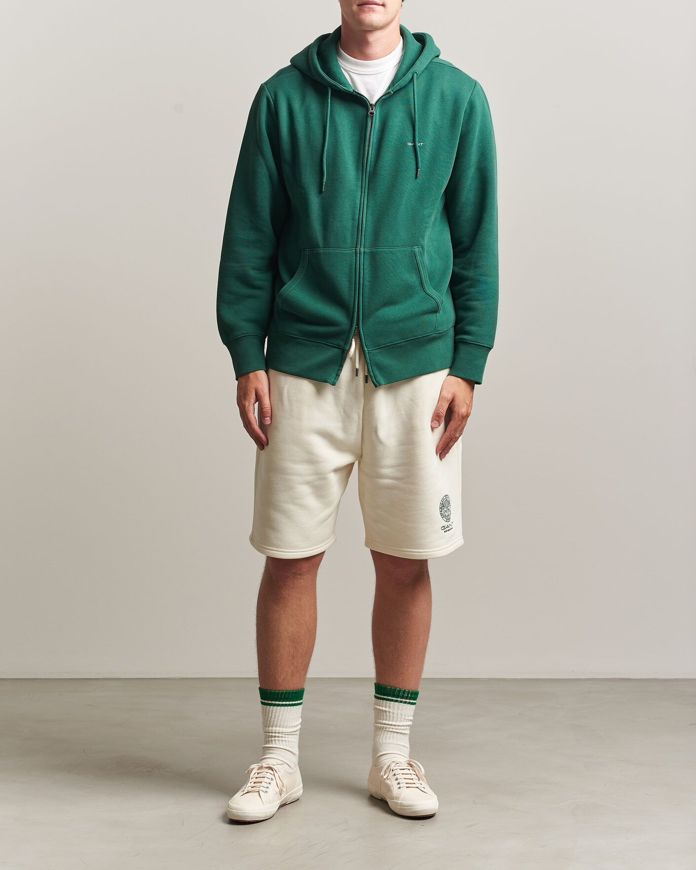 Hombres | Jerséis y prendas de punto | Gant | Tournament Full Zip Hoodie Green
