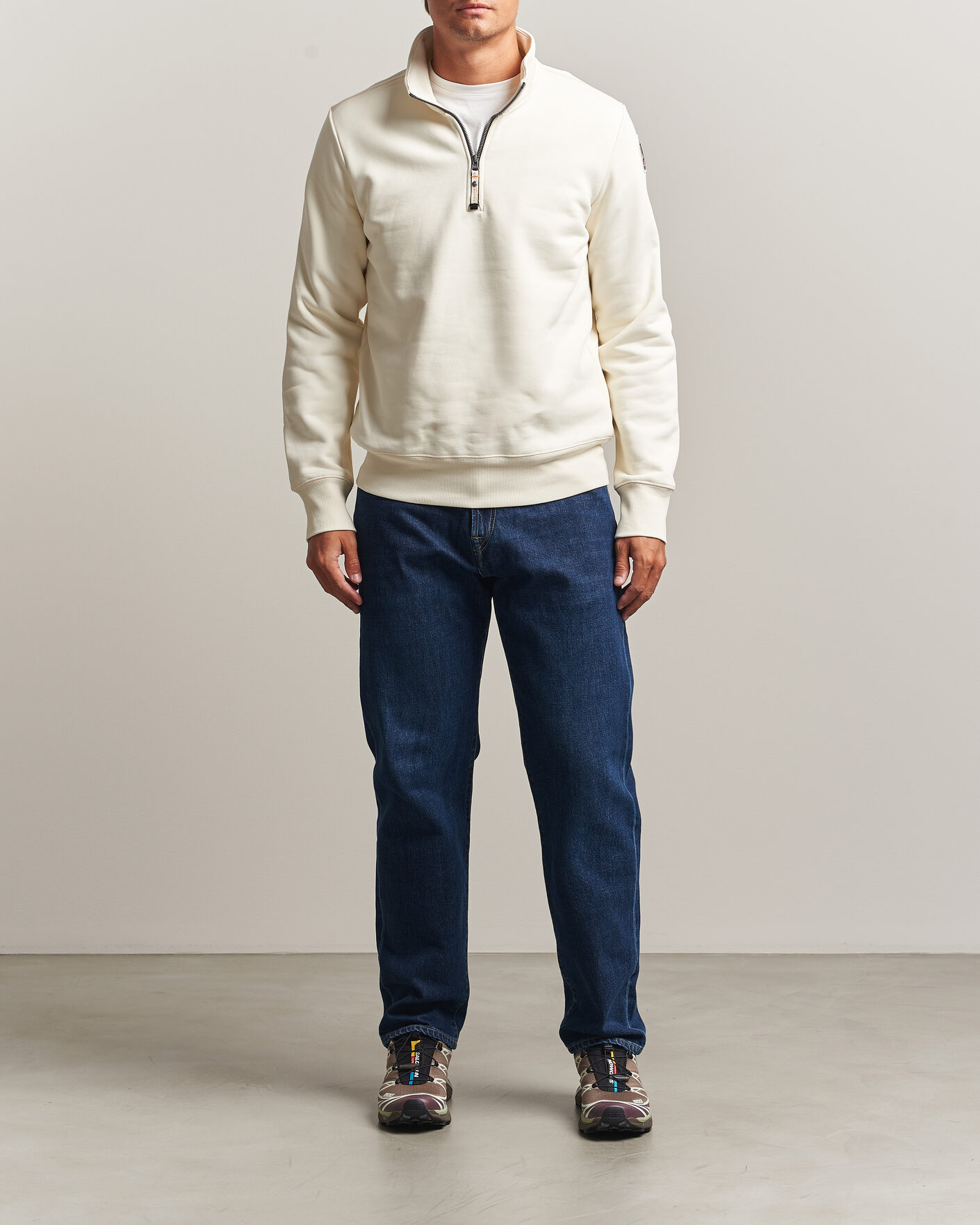 Hombres | Jerséis y prendas de punto | Parajumpers | Broad Peak Super Easy Half Zip Sweatshirt Warm Ivory
