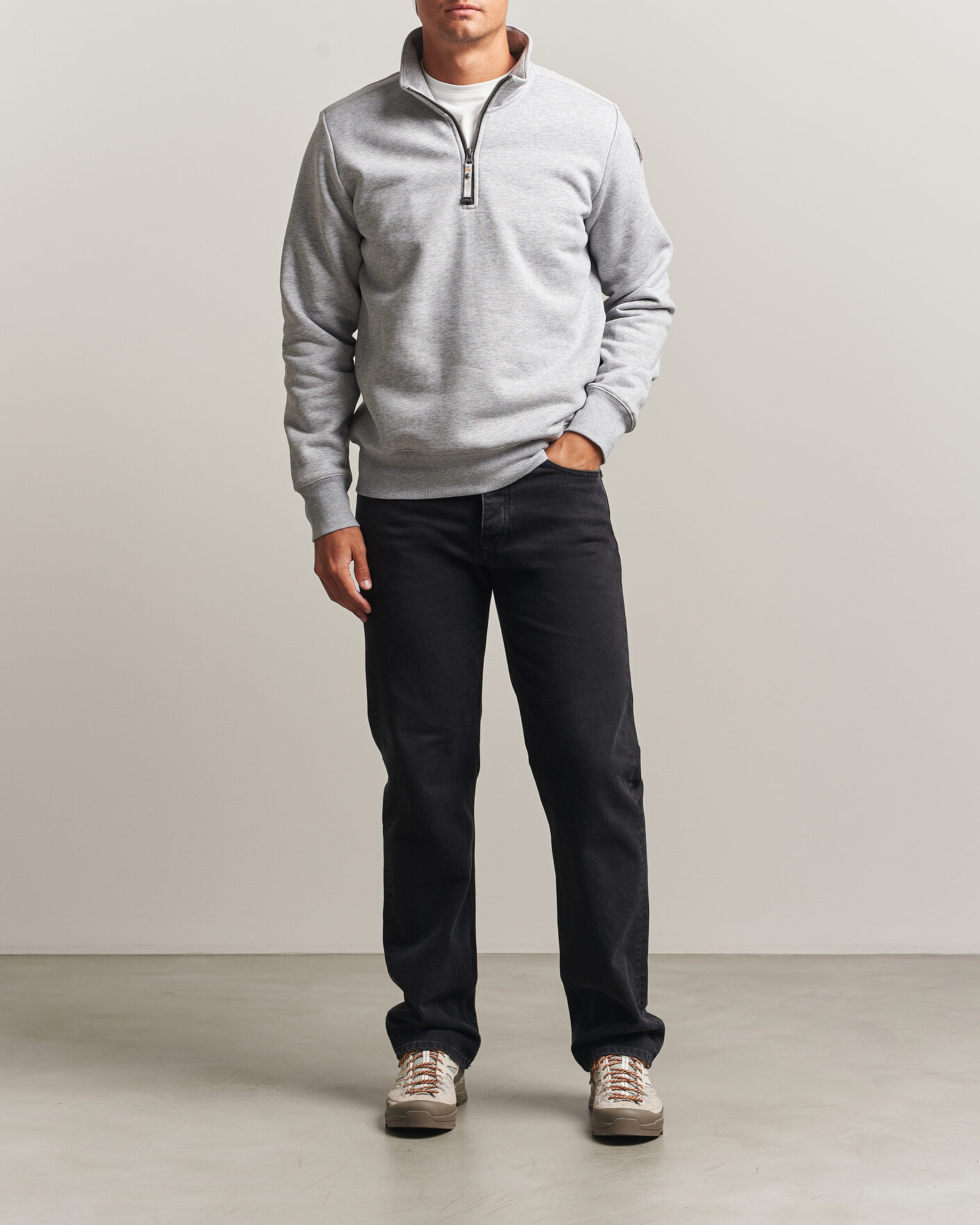 Hombres | Jerséis y prendas de punto | Parajumpers | Broad Peak Super Easy Half Zip Sweatshirt Ash Grey Melange