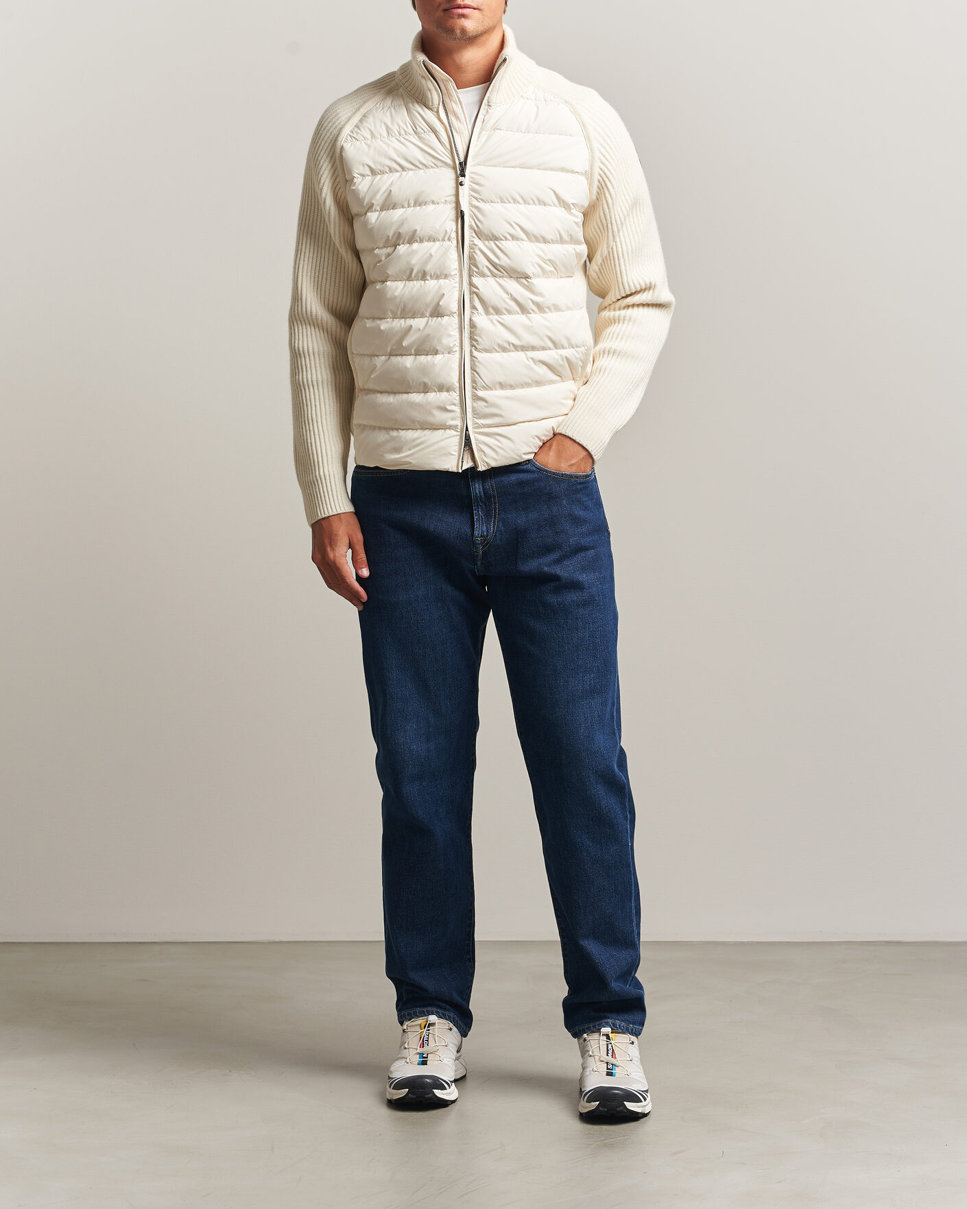 Hombres | Abrigos y chaquetas | Parajumpers | Olmo Rib Knitted Hybrid Jacket Warm Ivory