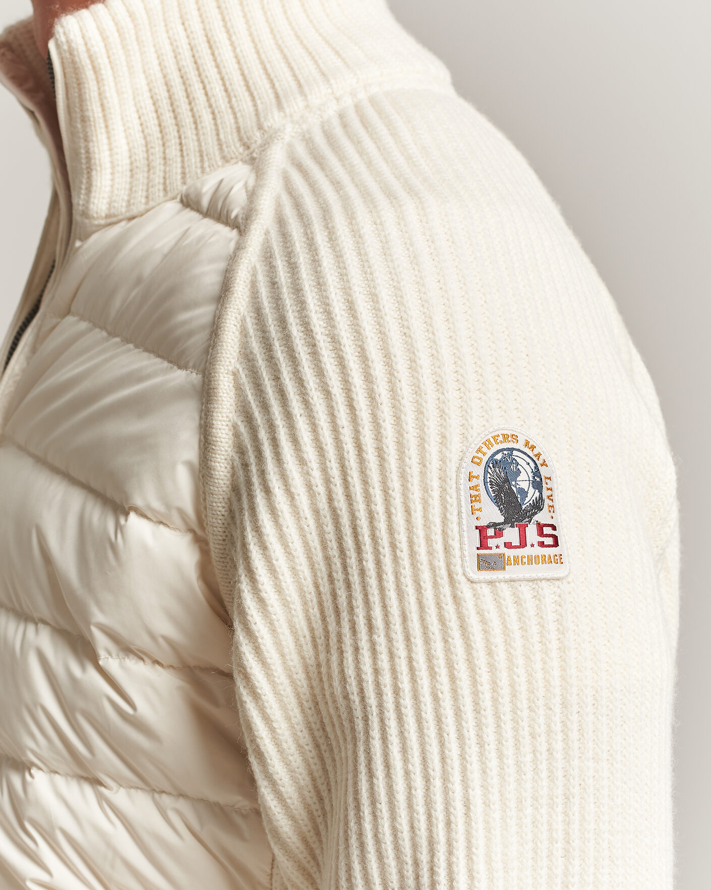 Hombres | Abrigos y chaquetas | Parajumpers | Olmo Rib Knitted Hybrid Jacket Warm Ivory