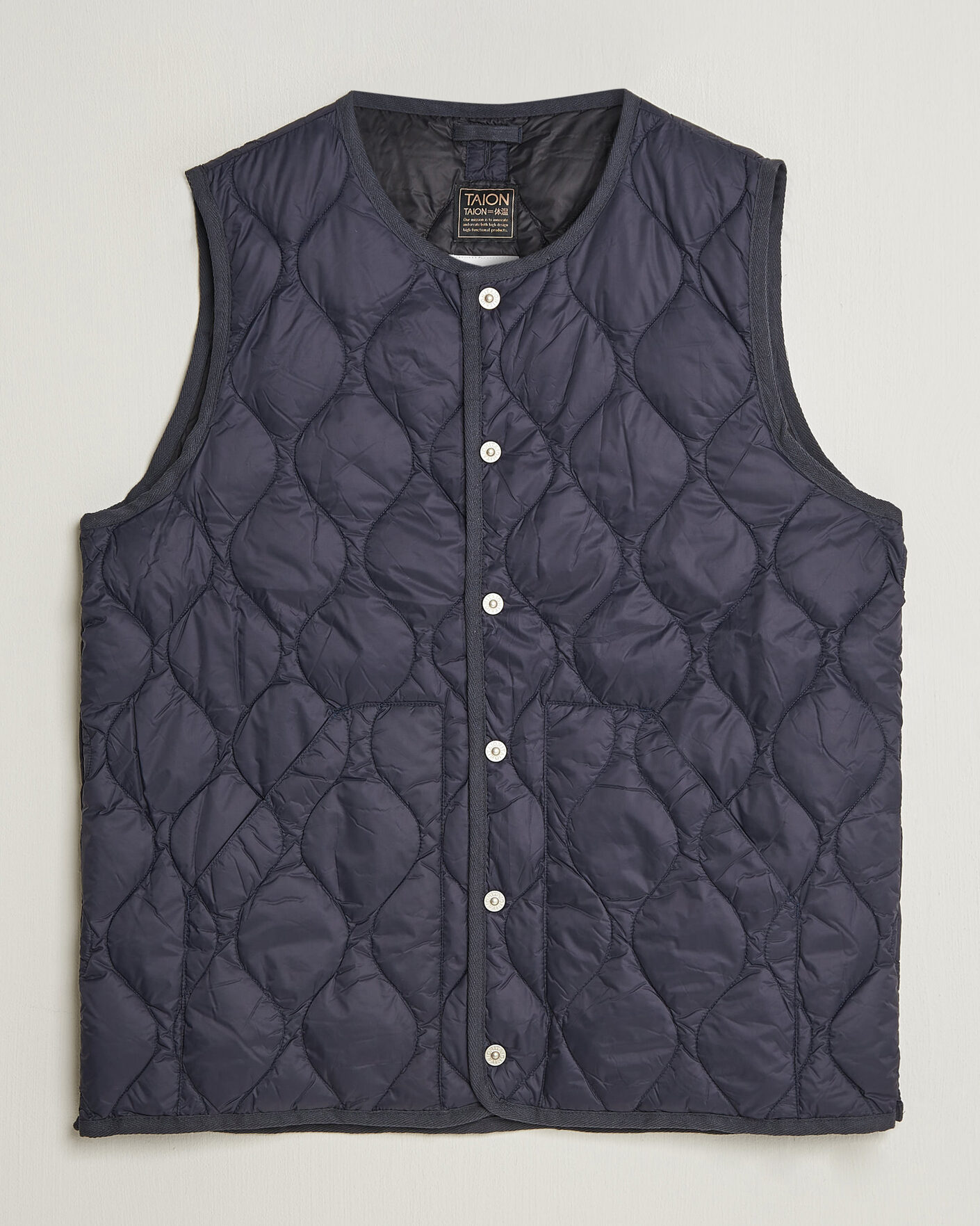 Hombres | Chalecos | TAION | Military Crew Neck Down Vest Dark Navy