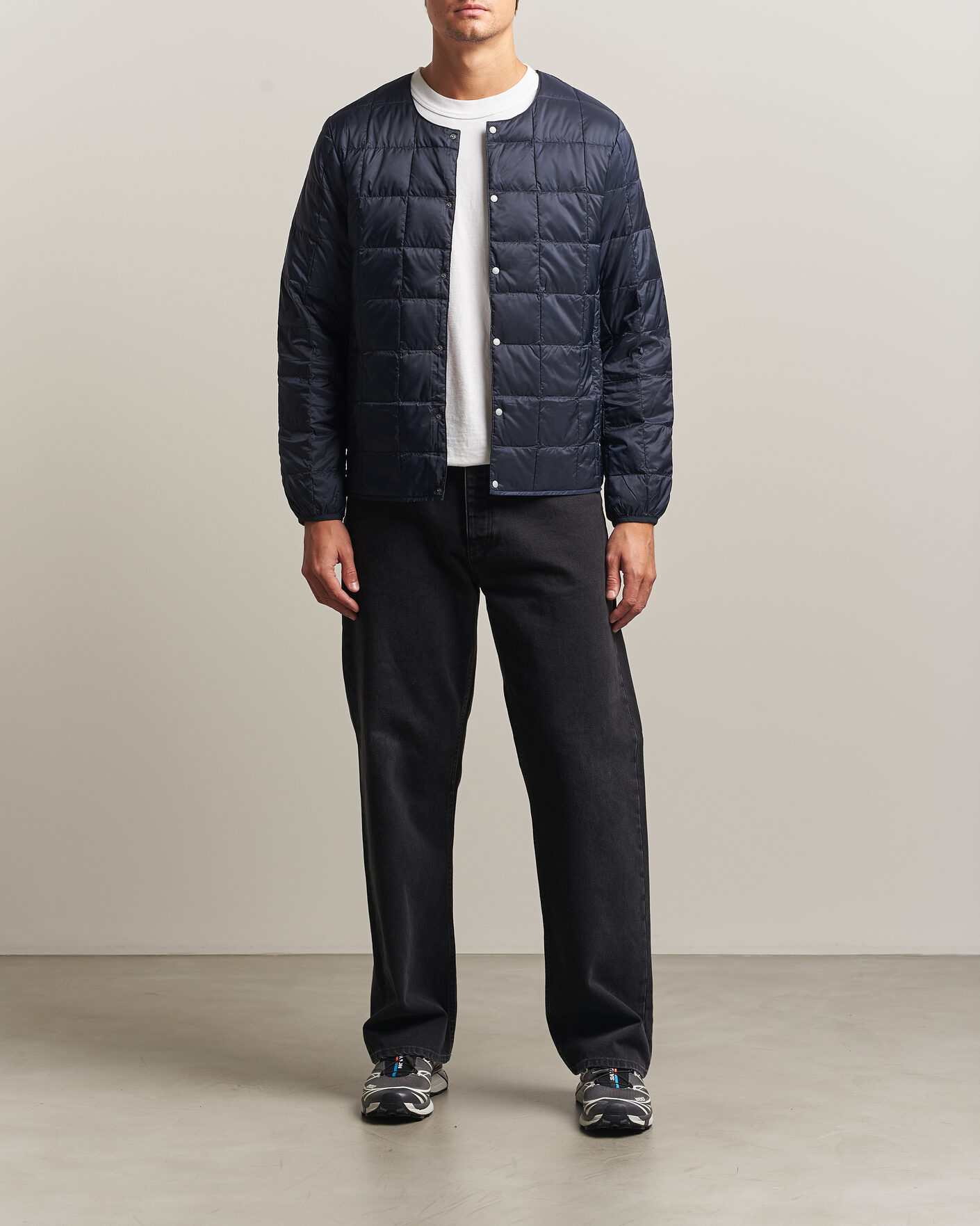 Hombres | Abrigos y chaquetas | TAION | Crew Neck Button Down Jacket Dark Navy
