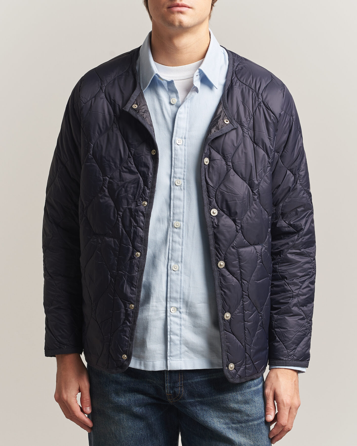 Hombres | Abrigos y chaquetas | TAION | Military Crew Neck Down Jacket Dark Navy