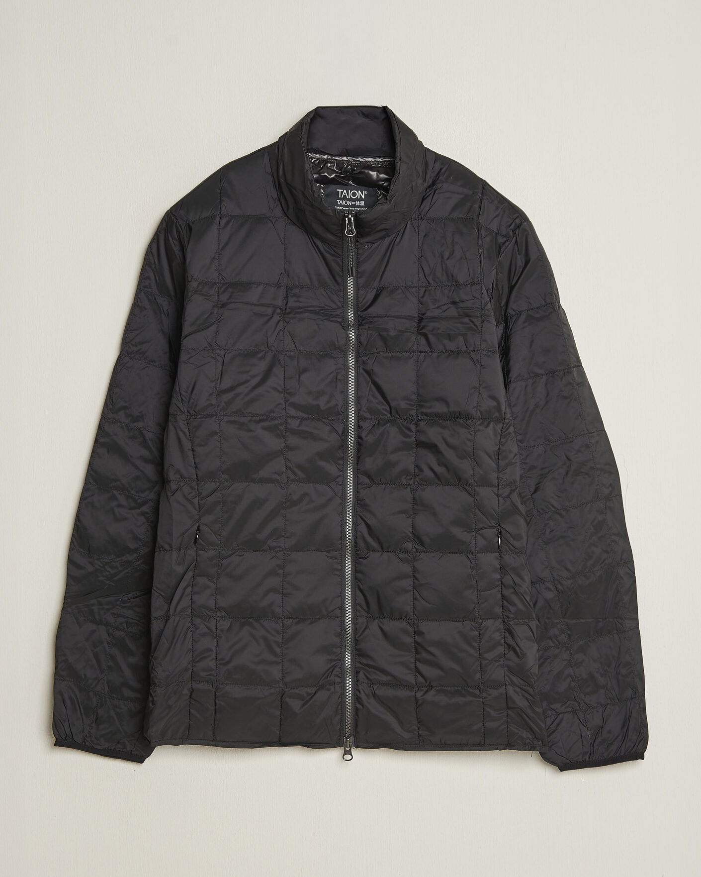 Hombres | Abrigos y chaquetas | TAION | High Neck Full Zip Lightweight Down Jacket Black