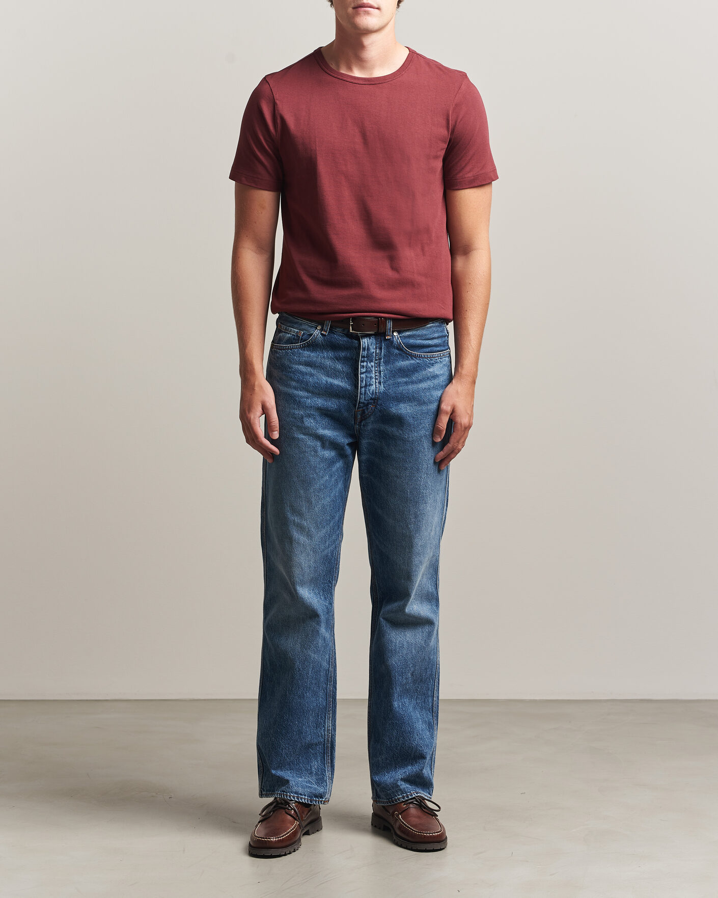 Hombres | Camisetas | Merz b. Schwanen | 1950s Classic Loopwheeled T-shirt Burgundy