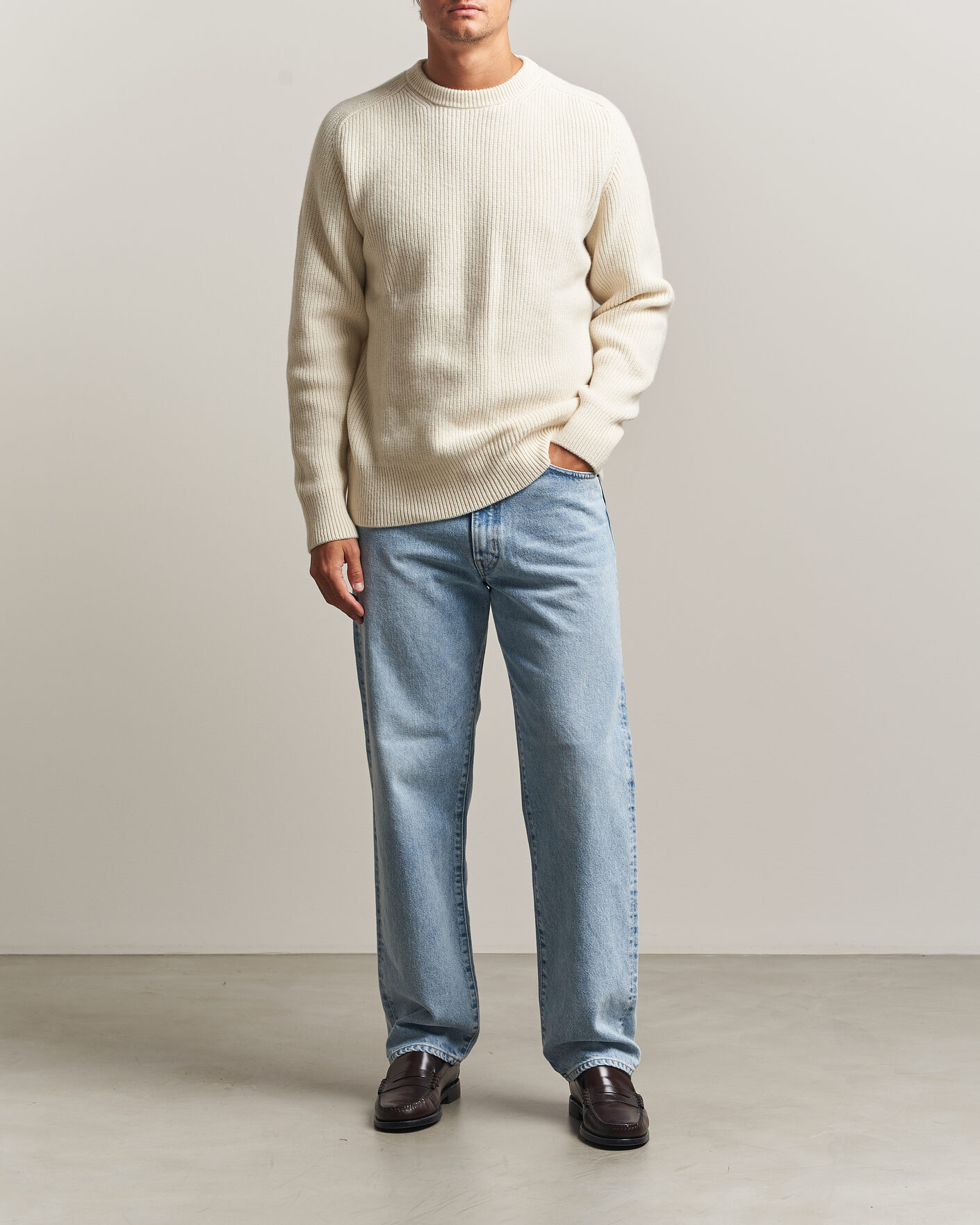 Hombres | Jerséis y prendas de punto | Merz b. Schwanen | Merino/Cashmere Knitted Sweater Nature