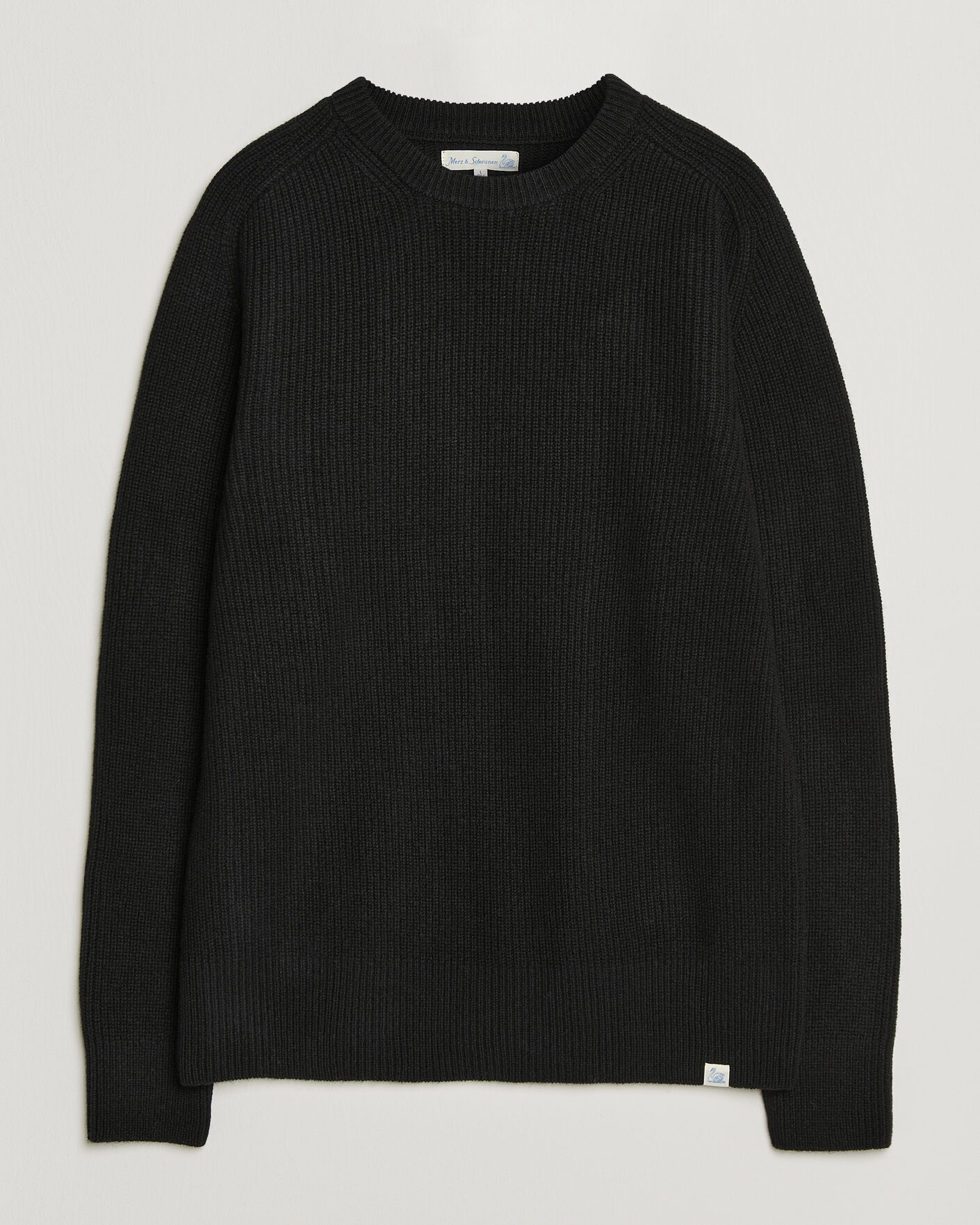 Hombres | Jerséis y prendas de punto | Merz b. Schwanen | Merino/Cashmere Knitted Sweater Deep Black