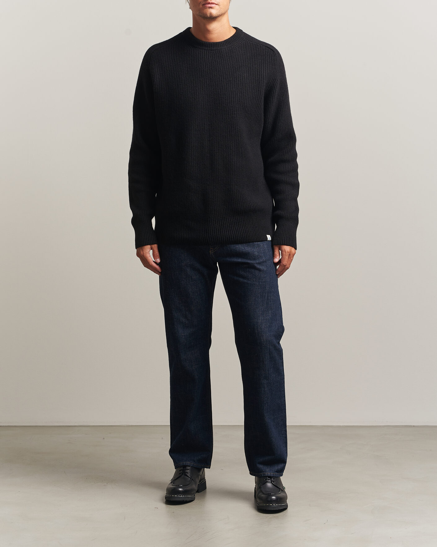Hombres | Jerséis y prendas de punto | Merz b. Schwanen | Merino/Cashmere Knitted Sweater Deep Black
