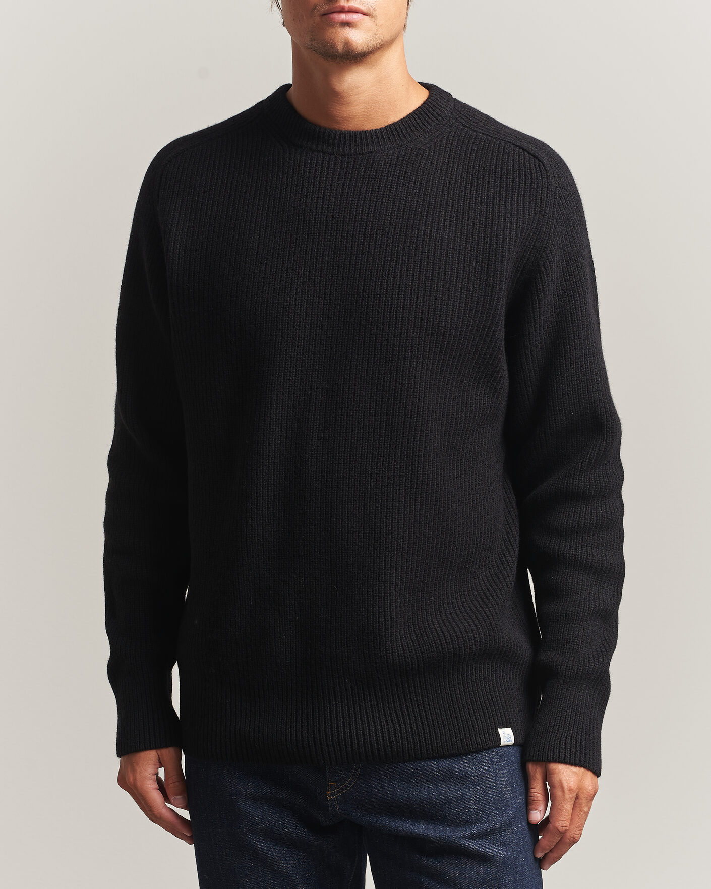 Hombres | Jerséis y prendas de punto | Merz b. Schwanen | Merino/Cashmere Knitted Sweater Deep Black