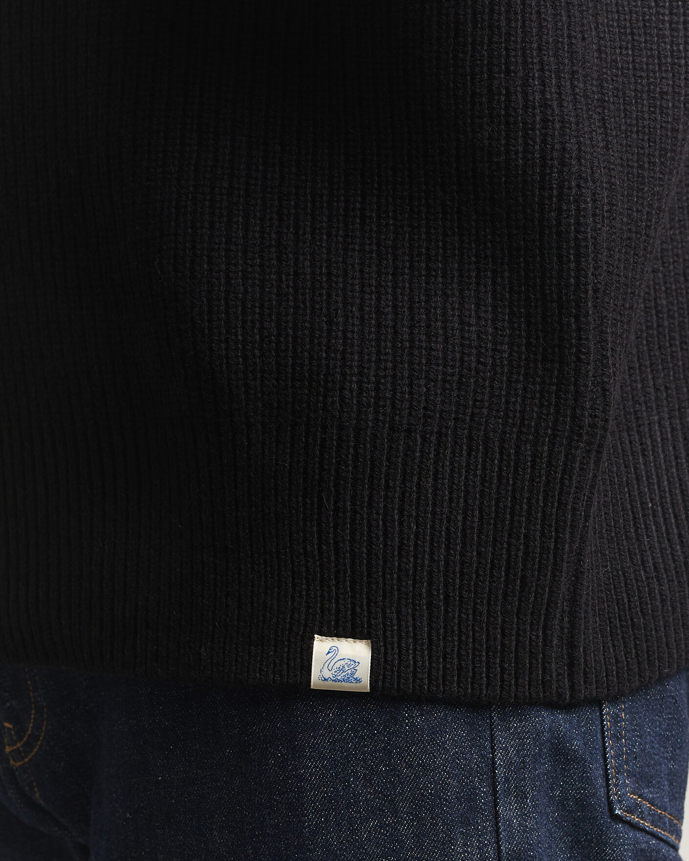 Hombres | Jerséis y prendas de punto | Merz b. Schwanen | Merino/Cashmere Knitted Sweater Deep Black