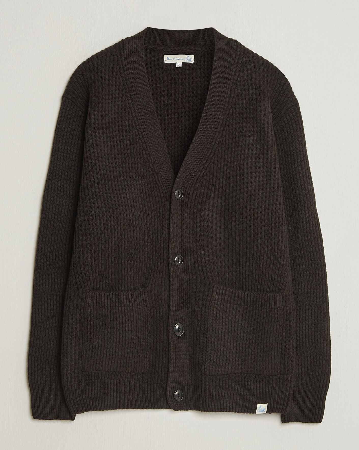 Hombres | Jerséis y prendas de punto | Merz b. Schwanen | Merino/Cashmere Knitted Cardigan Espresso