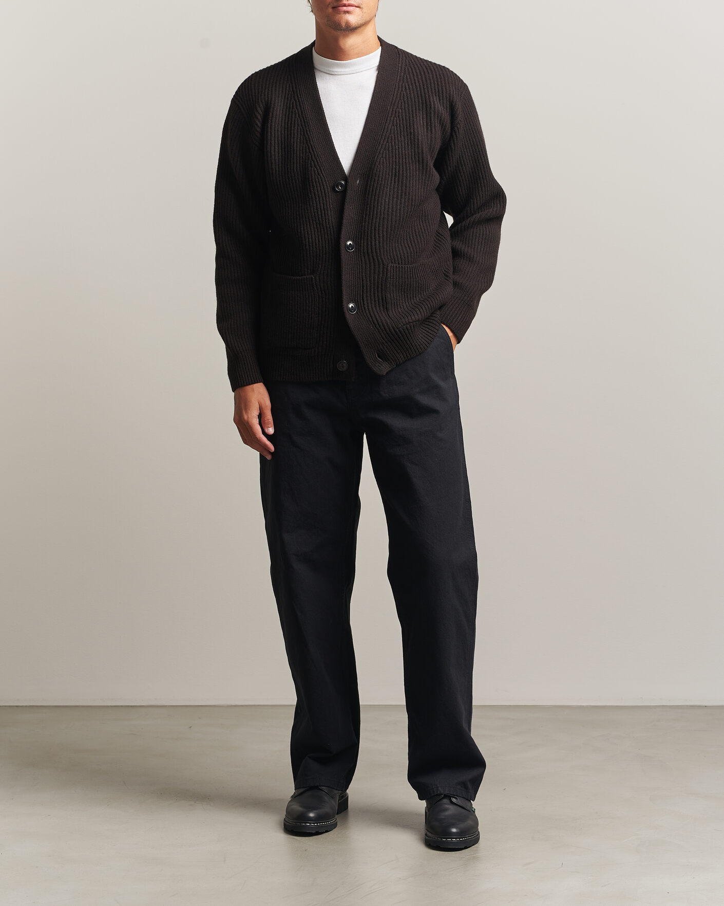 Hombres | Jerséis y prendas de punto | Merz b. Schwanen | Merino/Cashmere Knitted Cardigan Espresso