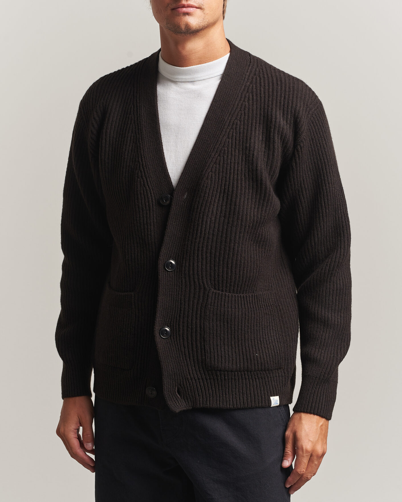 Hombres | Jerséis y prendas de punto | Merz b. Schwanen | Merino/Cashmere Knitted Cardigan Espresso