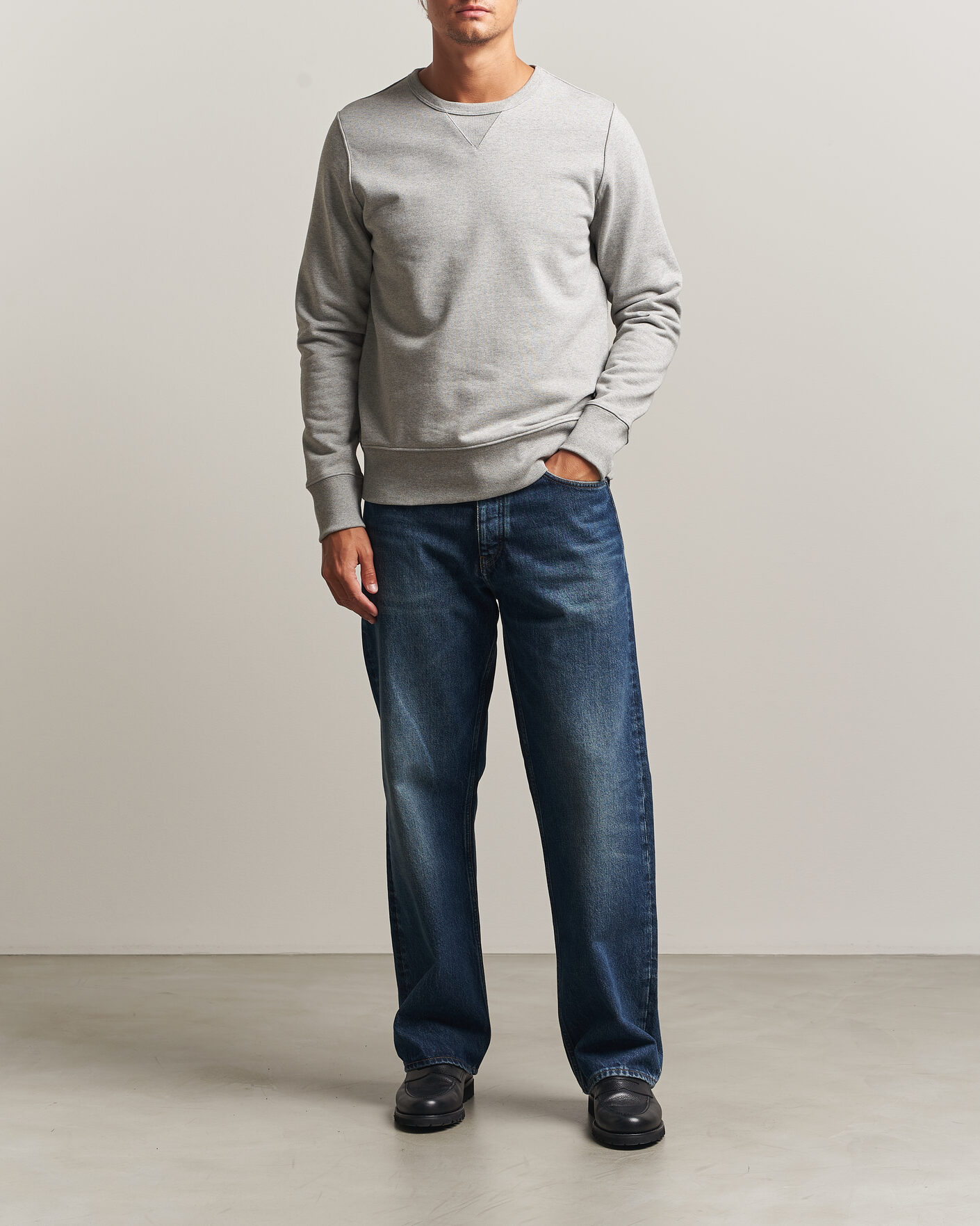 Hombres | Jerséis y prendas de punto | Merz b. Schwanen | Classic Fit Loopwheeled Heavyweight Sweatshirt Grey Melange