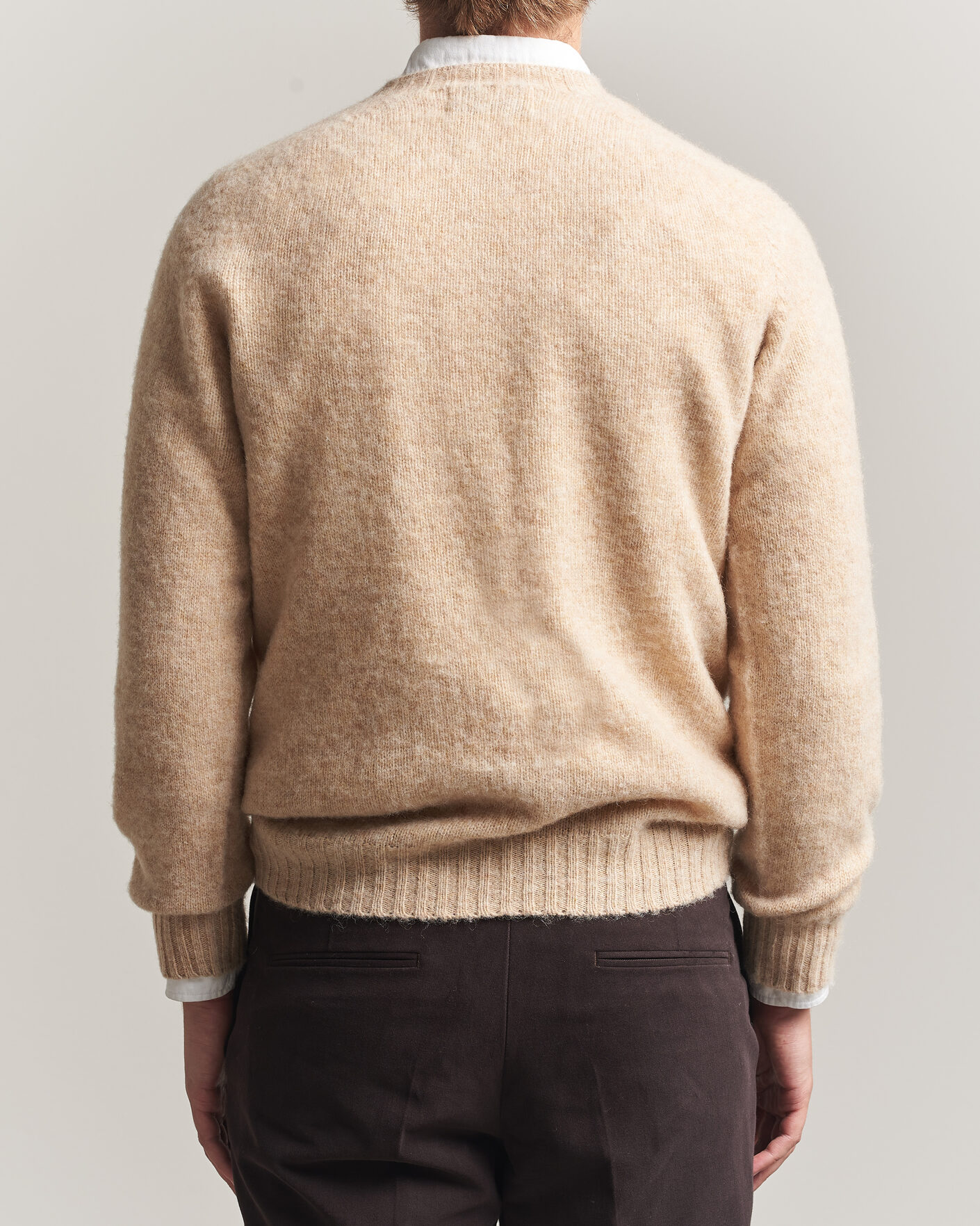 Hombres | Jerséis y prendas de punto | Harley Of Scotland | Brushed Supersoft Lambswool Crewneck Calico