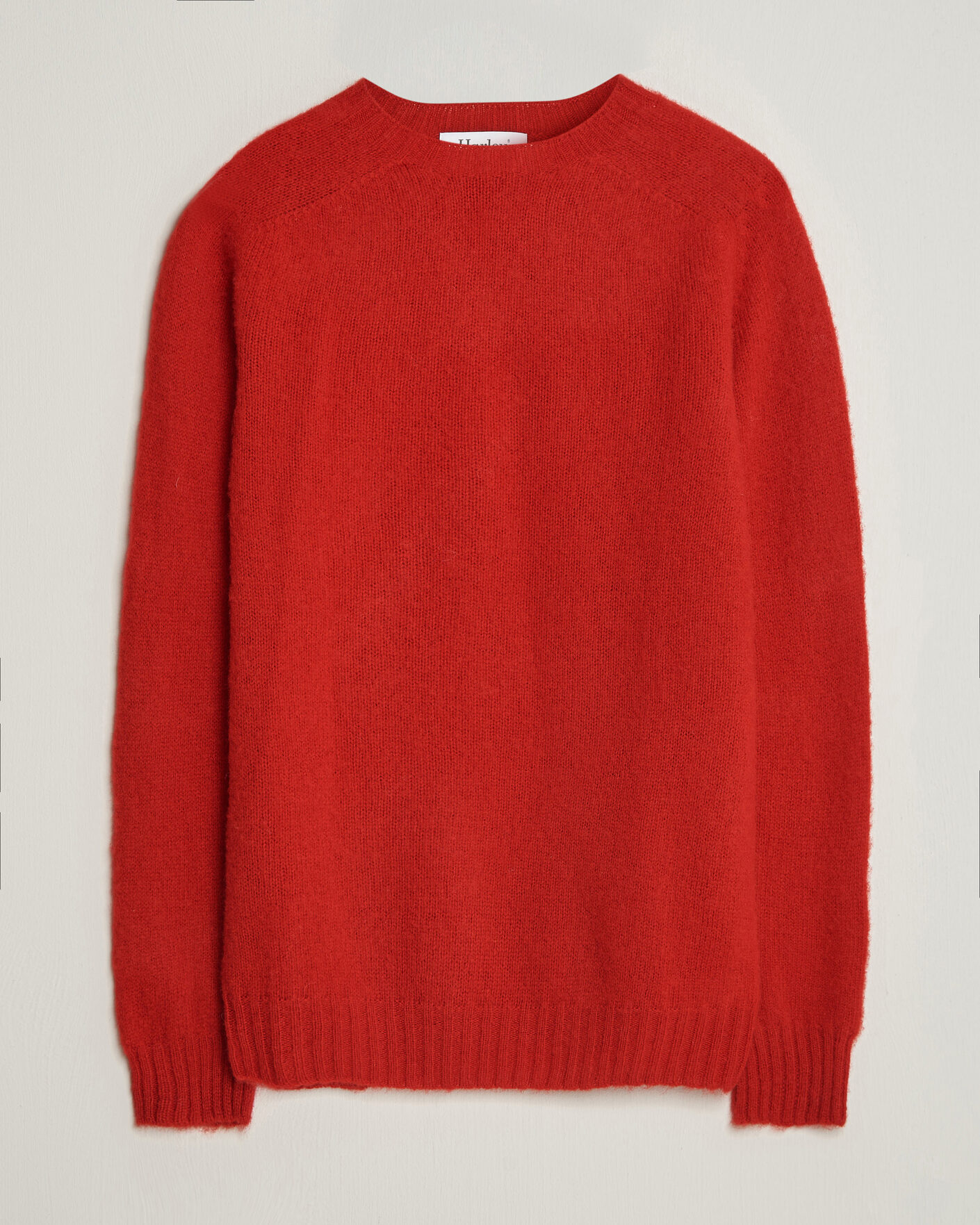 Hombres | Jerséis y prendas de punto | Harley Of Scotland | Brushed Supersoft Lambswool Crewneck Cardinal