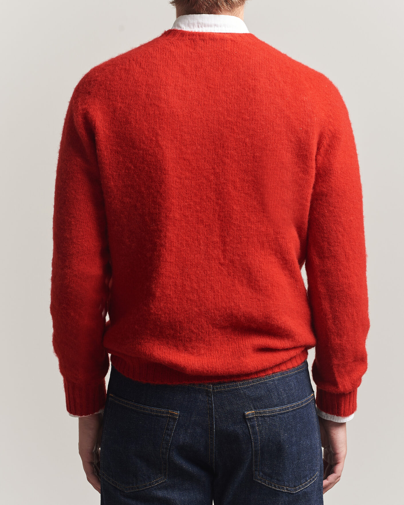 Hombres | Jerséis y prendas de punto | Harley Of Scotland | Brushed Supersoft Lambswool Crewneck Cardinal