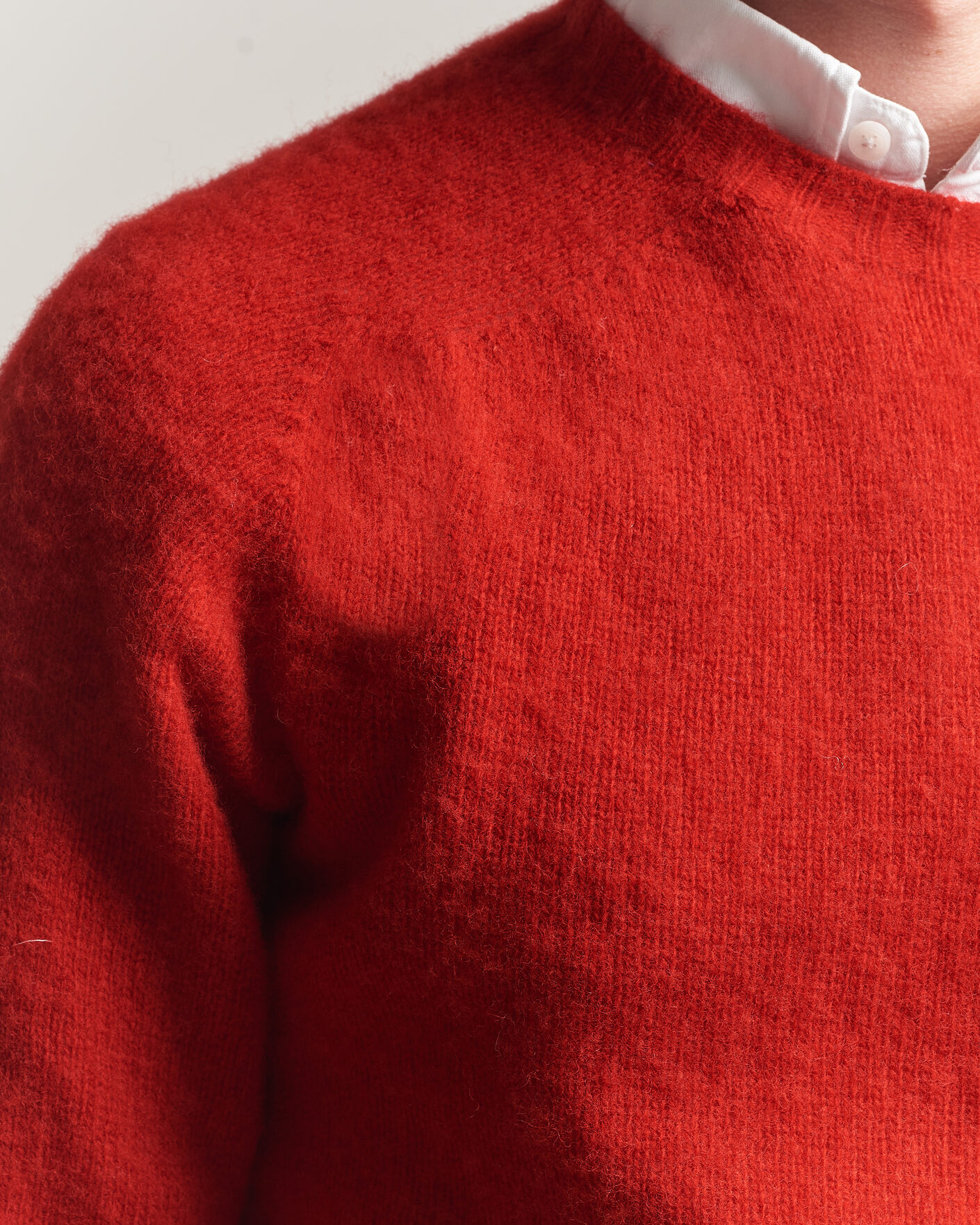 Hombres | Jerséis y prendas de punto | Harley Of Scotland | Brushed Supersoft Lambswool Crewneck Cardinal