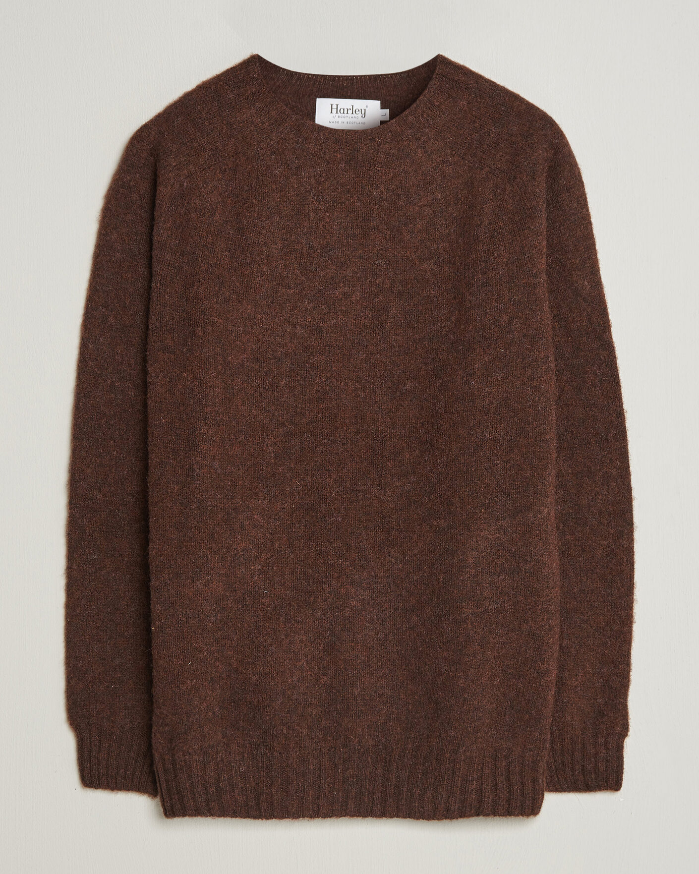 Hombres | Jerséis y prendas de punto | Harley Of Scotland | Brushed Supersoft Lambswool Crewneck Marron