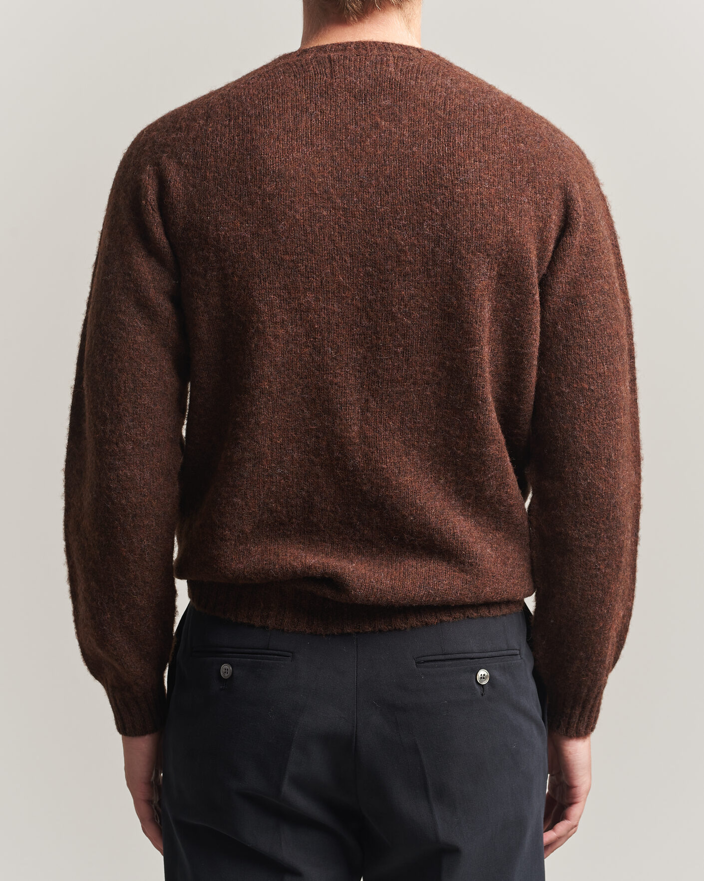 Hombres | Jerséis y prendas de punto | Harley Of Scotland | Brushed Supersoft Lambswool Crewneck Marron
