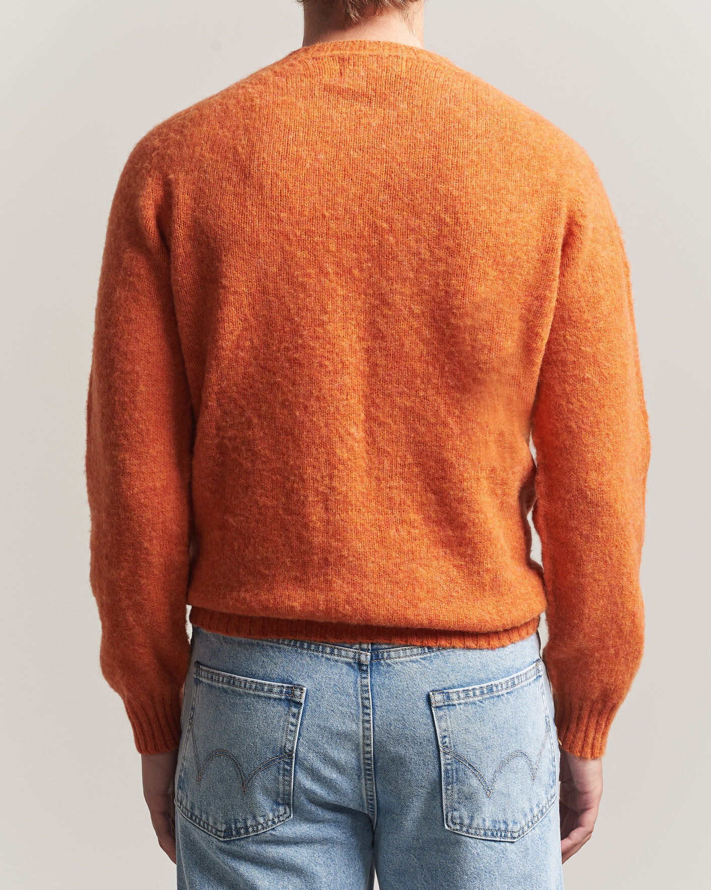 Hombres | Jerséis y prendas de punto | Harley Of Scotland | Brushed Supersoft Lambswool Crewneck Satsuma