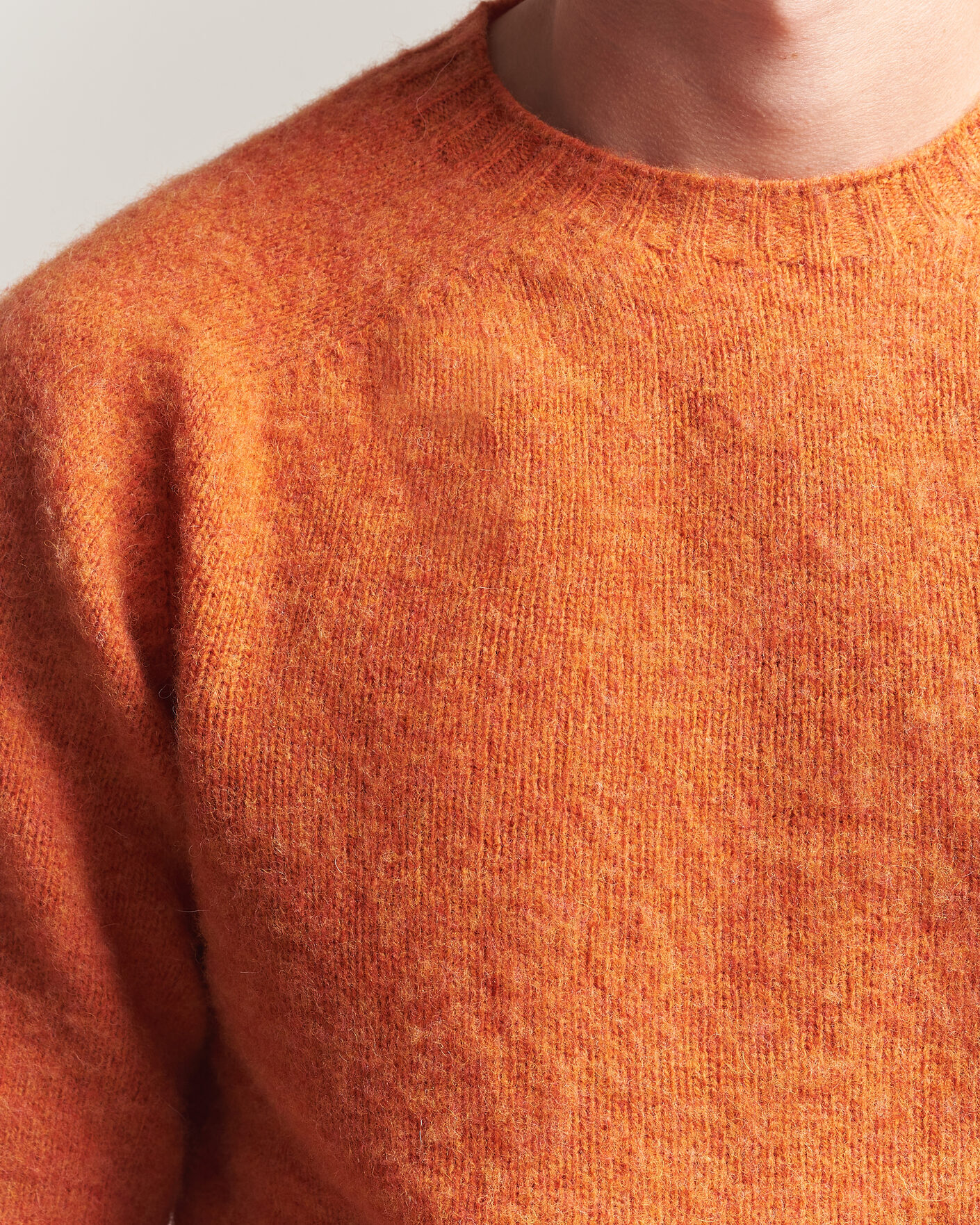 Hombres | Jerséis y prendas de punto | Harley Of Scotland | Brushed Supersoft Lambswool Crewneck Satsuma