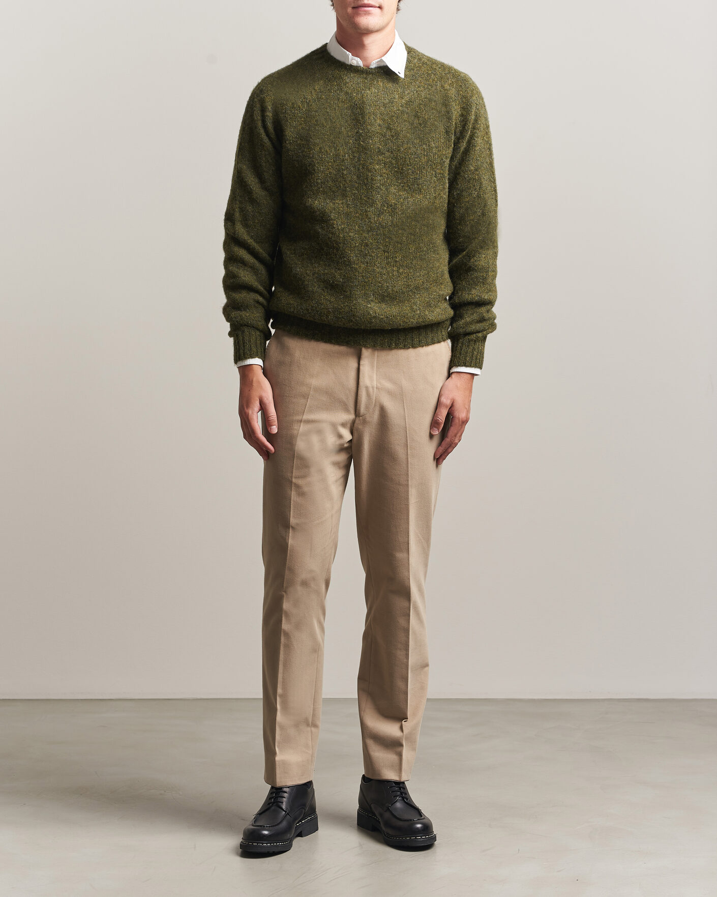 Hombres | Jerséis y prendas de punto | Harley Of Scotland | Brushed Supersoft Lambswool Crewneck Scots Pine