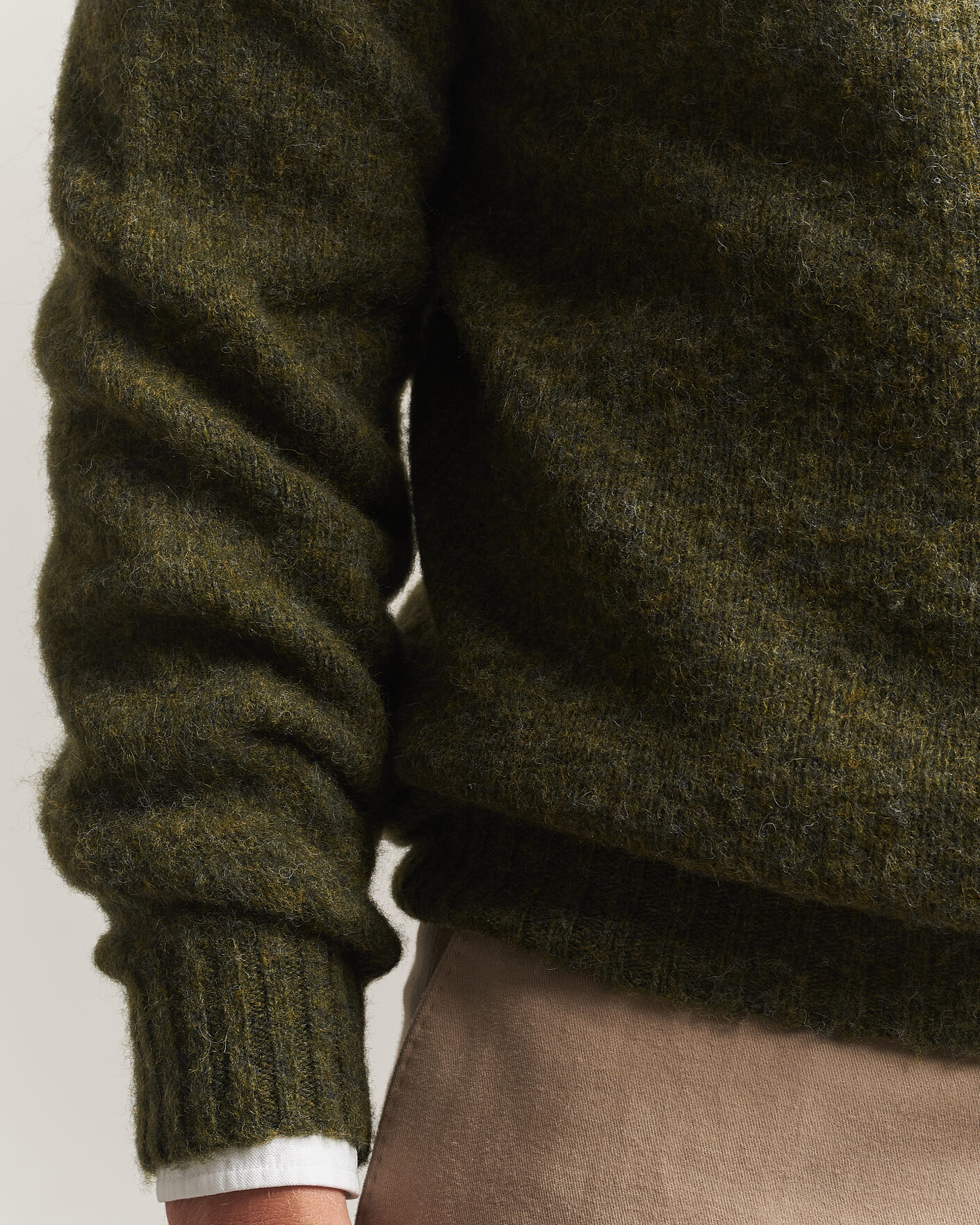 Hombres | Jerséis y prendas de punto | Harley Of Scotland | Brushed Supersoft Lambswool Crewneck Scots Pine