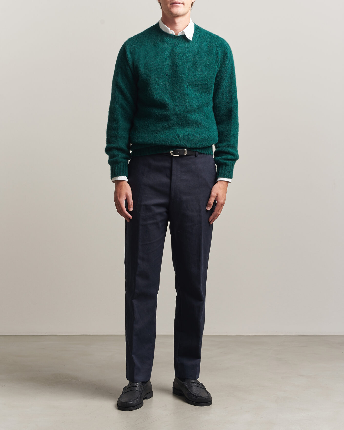 Hombres | Jerséis y prendas de punto | Harley Of Scotland | Brushed Supersoft Lambswool Crewneck Tartan