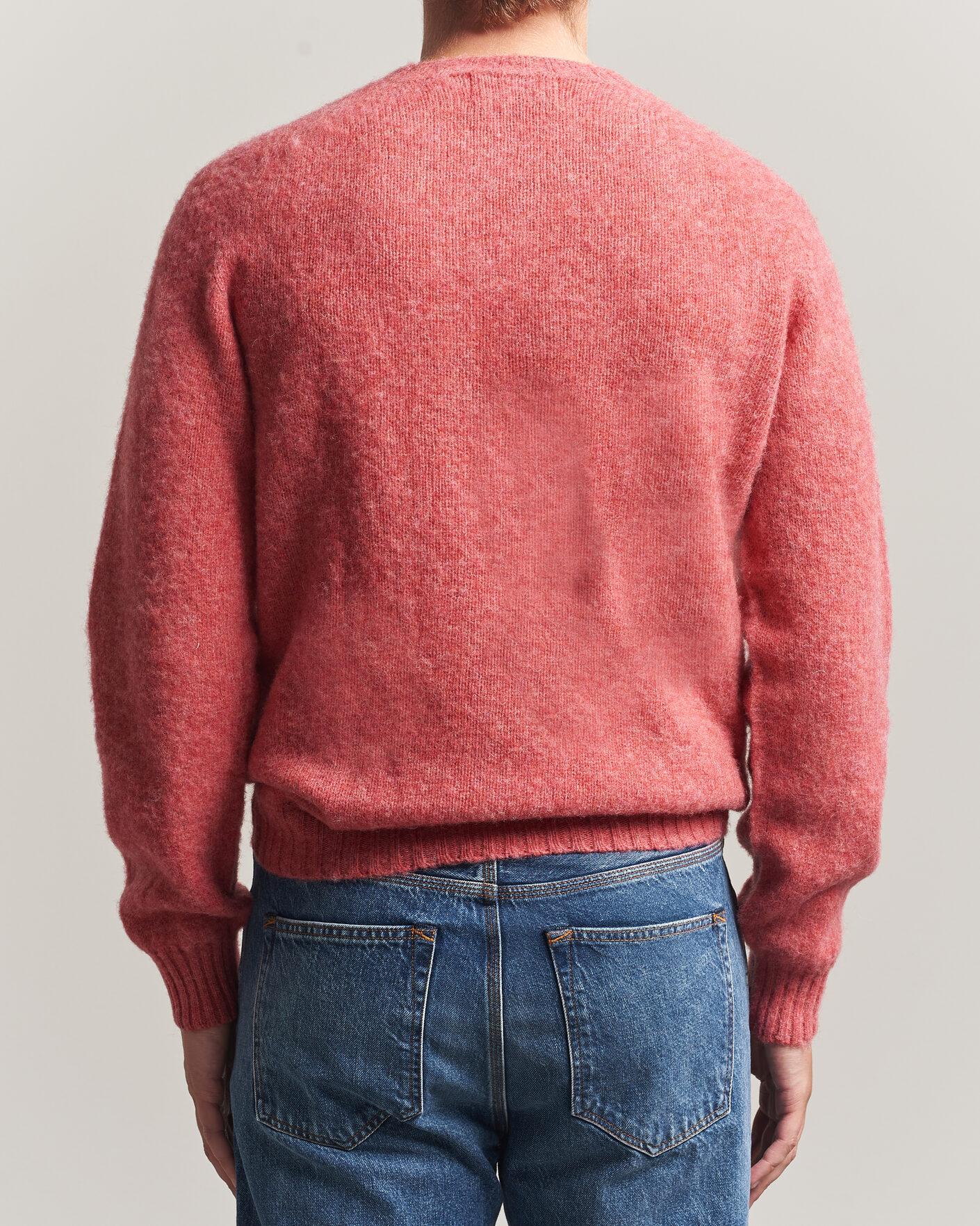 Hombres | Jerséis y prendas de punto | Harley Of Scotland | Brushed Supersoft Lambswool Crewneck Tea Rose