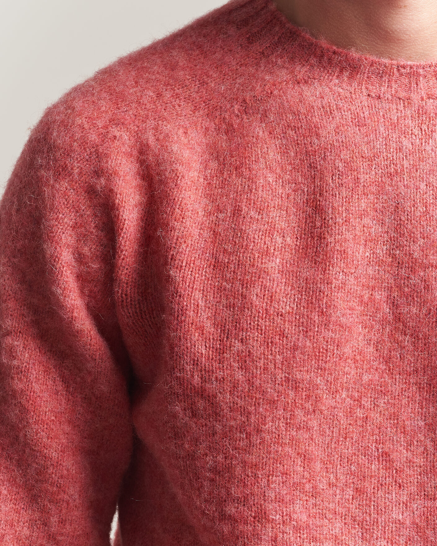 Hombres | Jerséis y prendas de punto | Harley Of Scotland | Brushed Supersoft Lambswool Crewneck Tea Rose