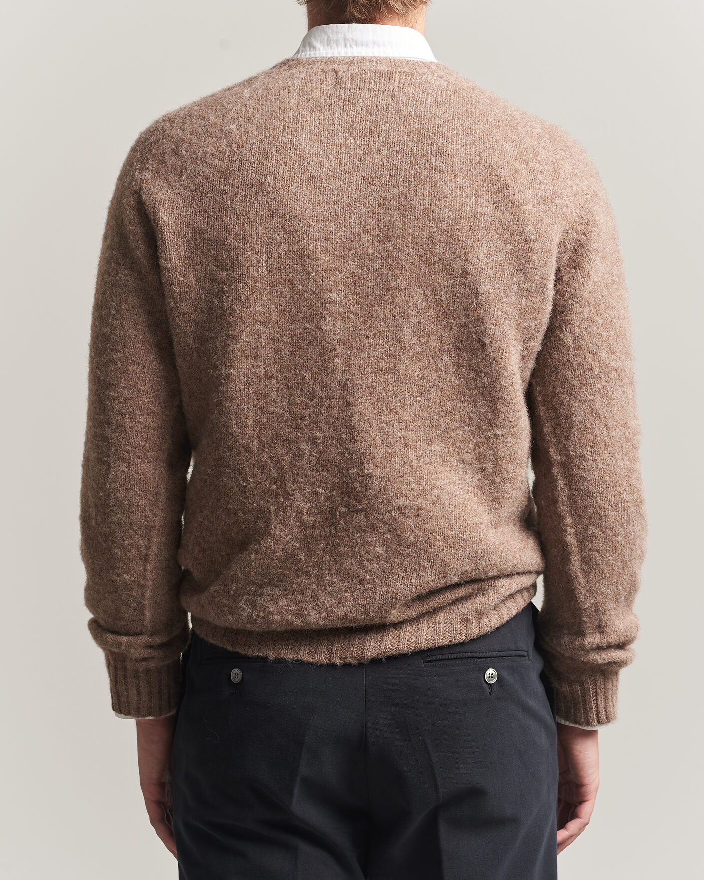 Hombres | Jerséis y prendas de punto | Harley Of Scotland | Brushed Supersoft Lambswool Crewneck Tundra