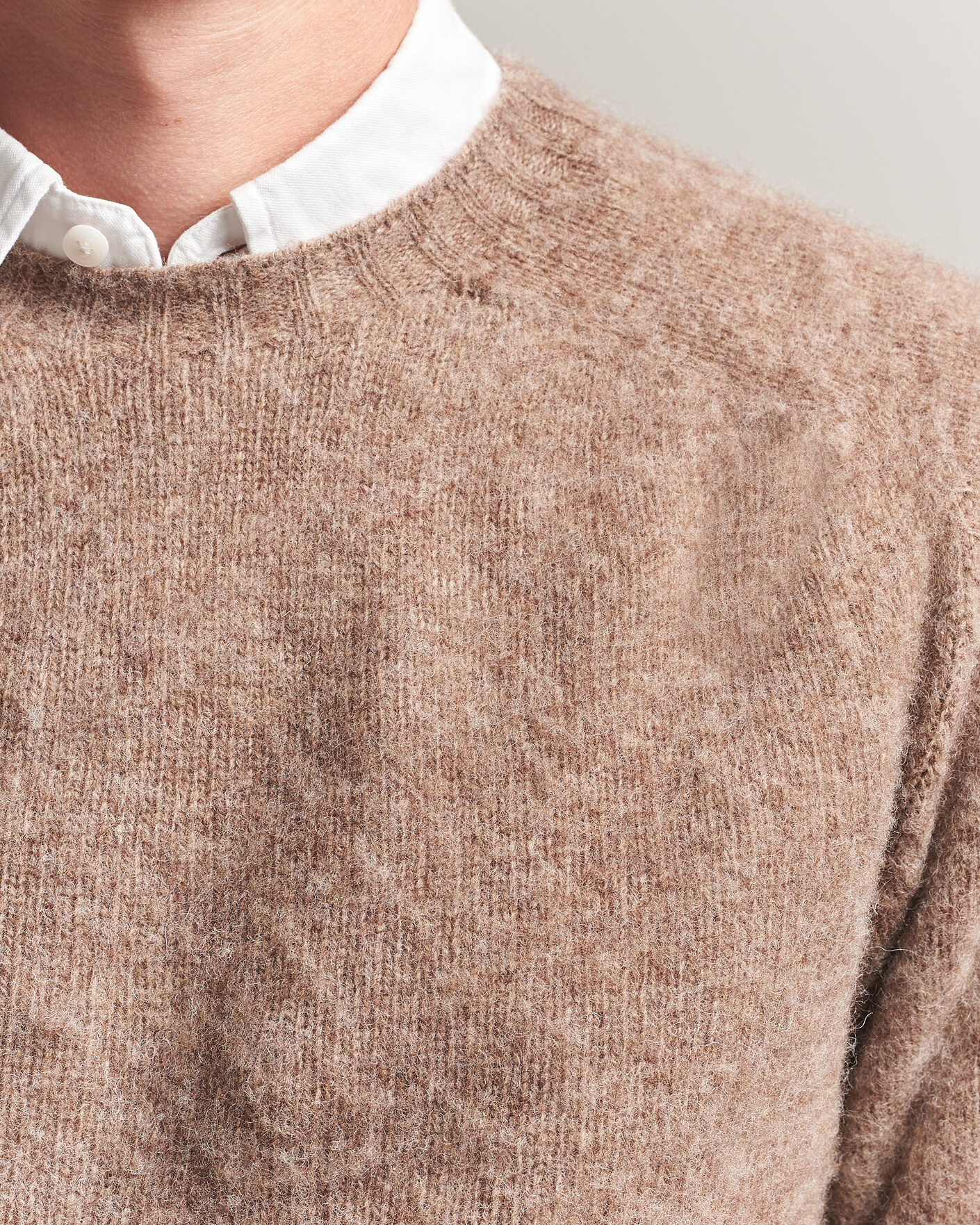Hombres | Jerséis y prendas de punto | Harley Of Scotland | Brushed Supersoft Lambswool Crewneck Tundra