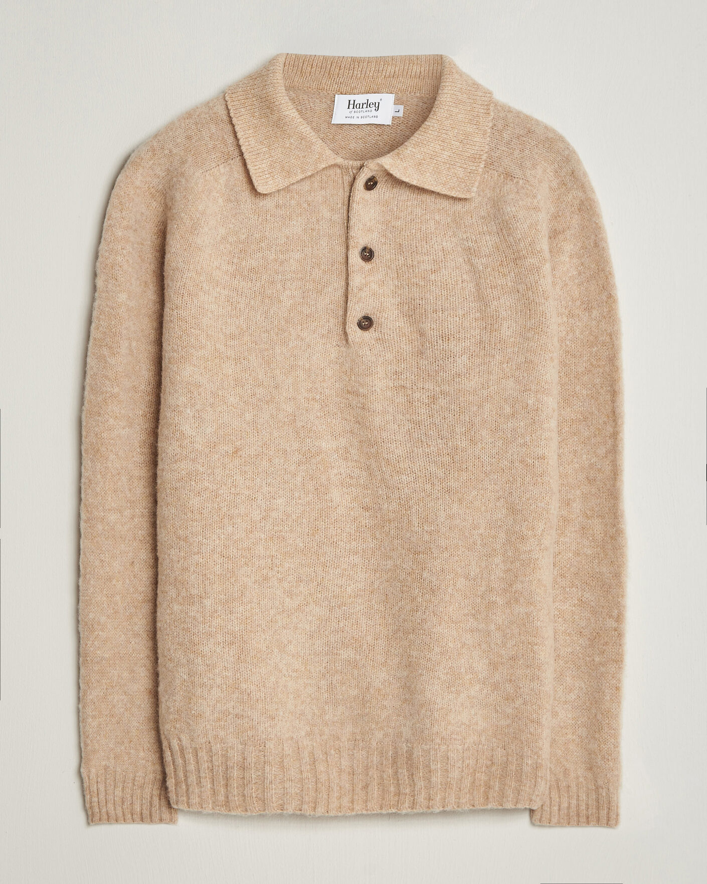 Hombres | Jerséis y prendas de punto | Harley Of Scotland | Brushed Supersoft Lambswool Polo Calico