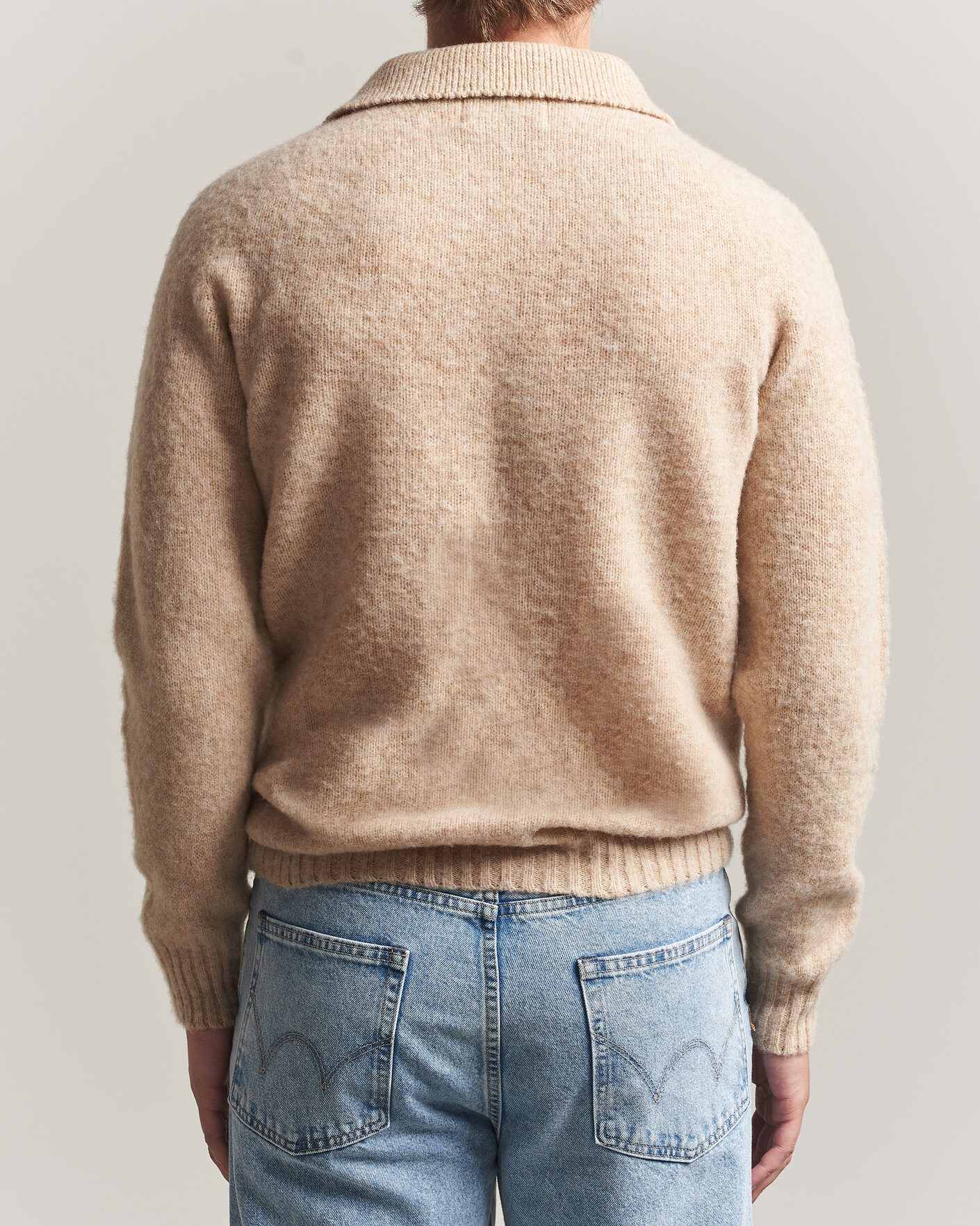 Hombres | Jerséis y prendas de punto | Harley Of Scotland | Brushed Supersoft Lambswool Polo Calico