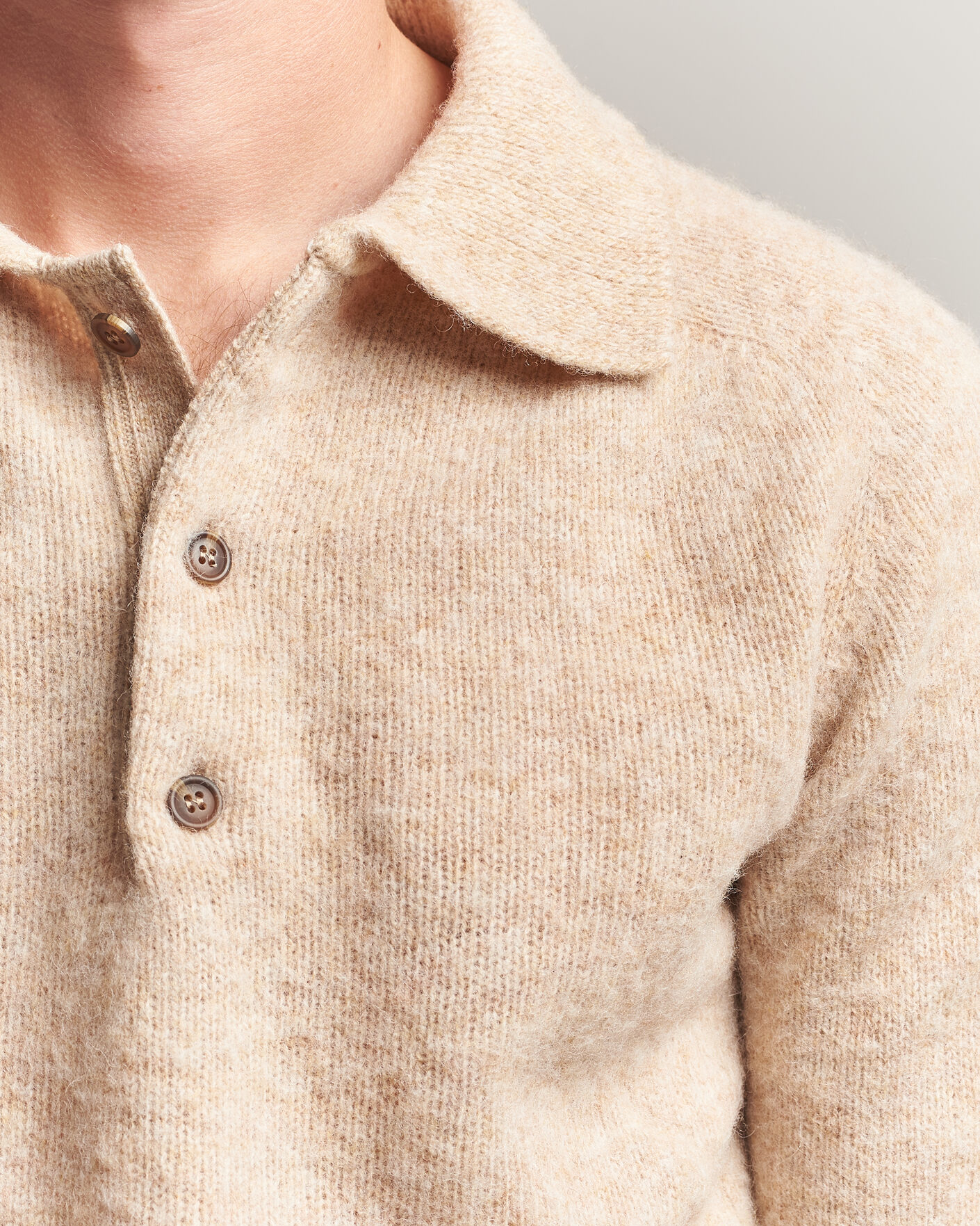 Hombres | Jerséis y prendas de punto | Harley Of Scotland | Brushed Supersoft Lambswool Polo Calico