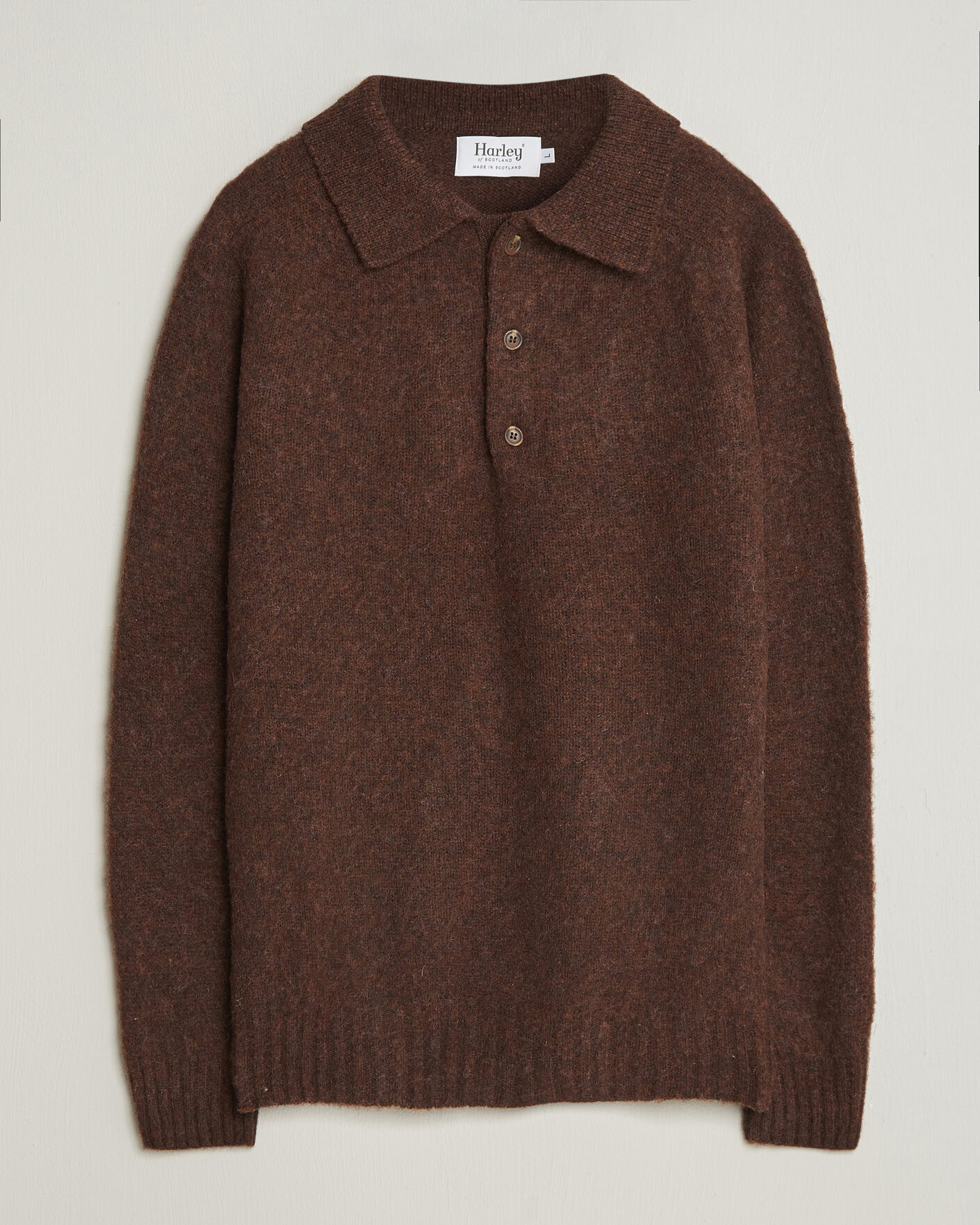 Hombres | Jerséis y prendas de punto | Harley Of Scotland | Brushed Supersoft Lambswool Polo Marron