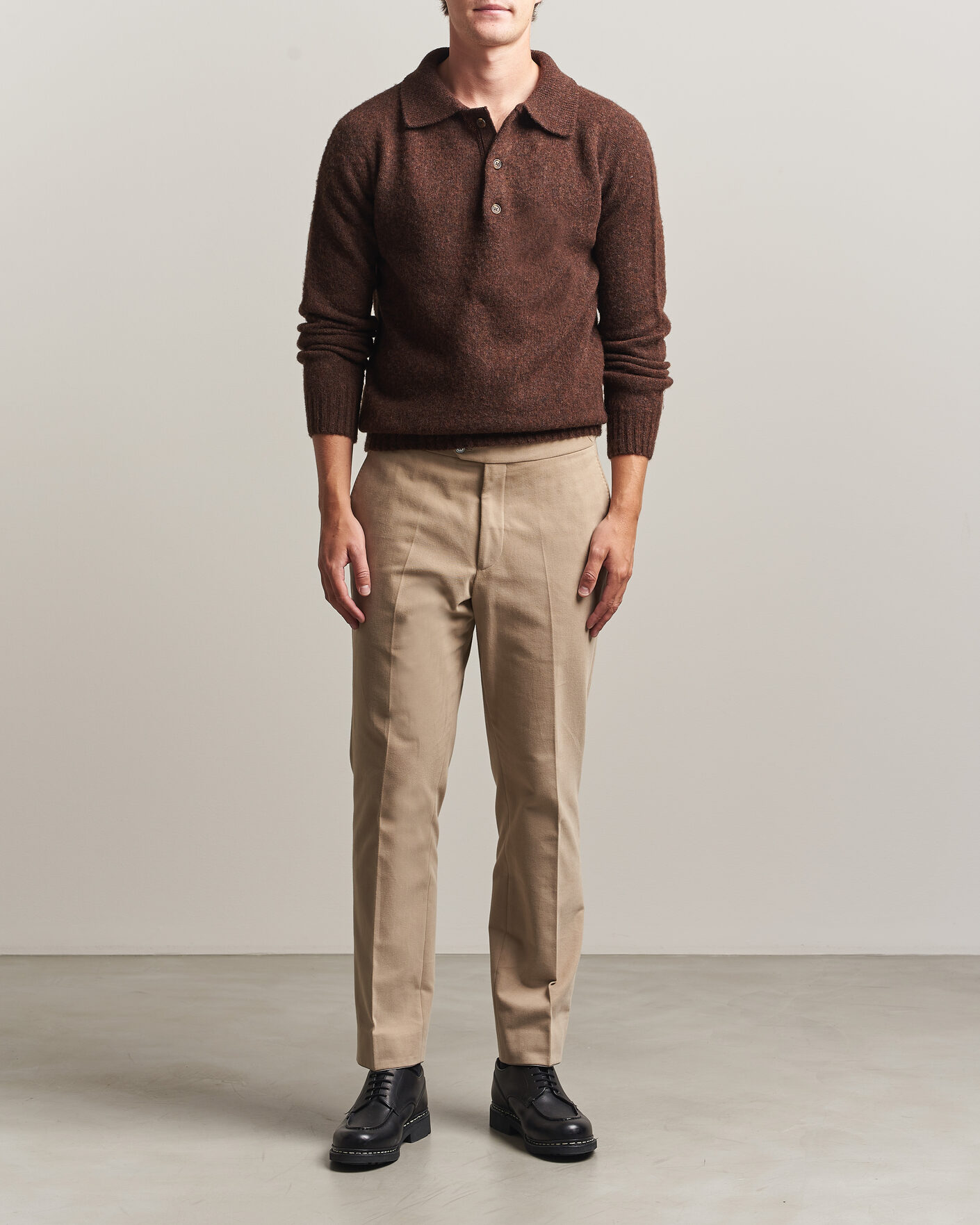 Hombres | Jerséis y prendas de punto | Harley Of Scotland | Brushed Supersoft Lambswool Polo Marron