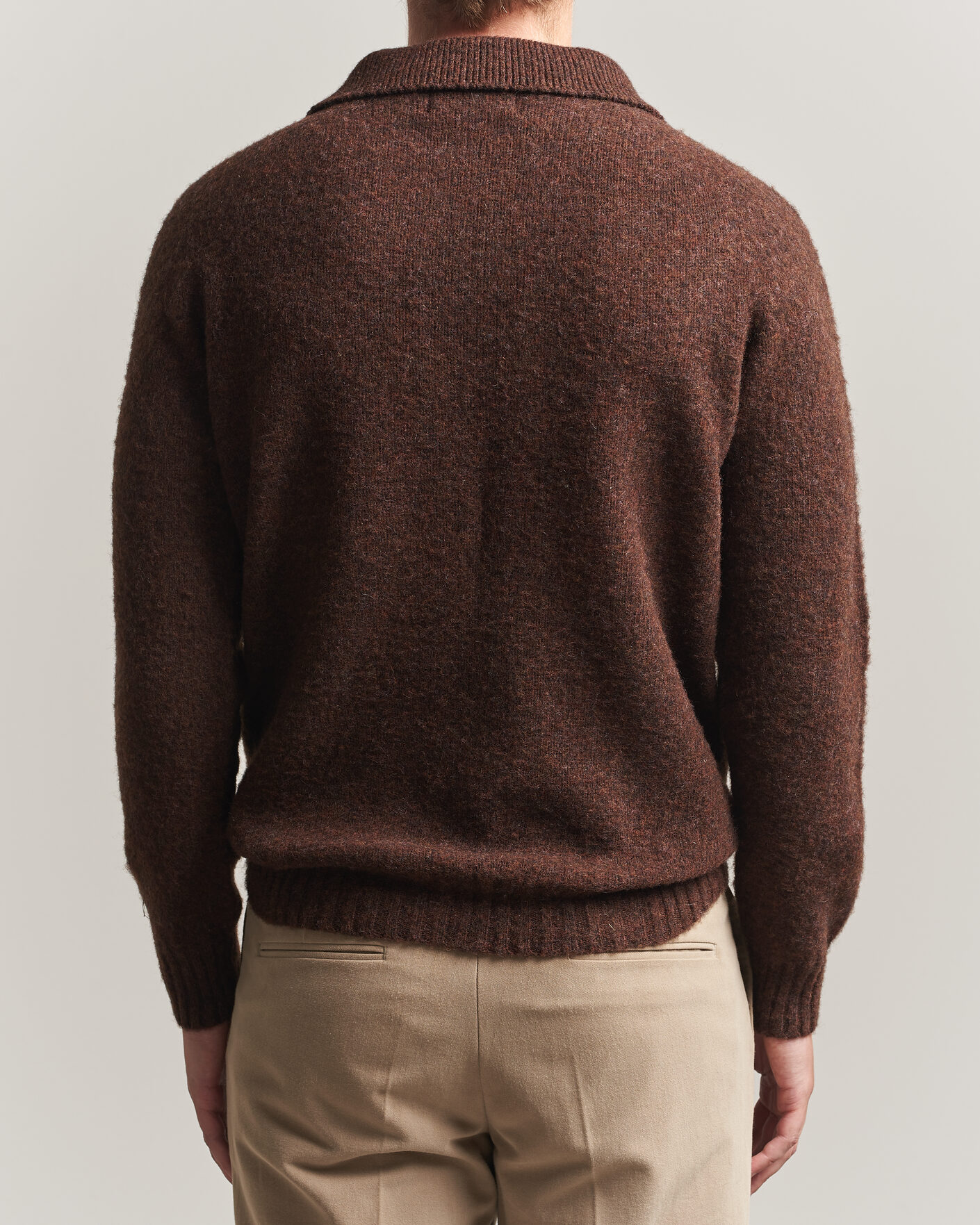 Hombres | Jerséis y prendas de punto | Harley Of Scotland | Brushed Supersoft Lambswool Polo Marron