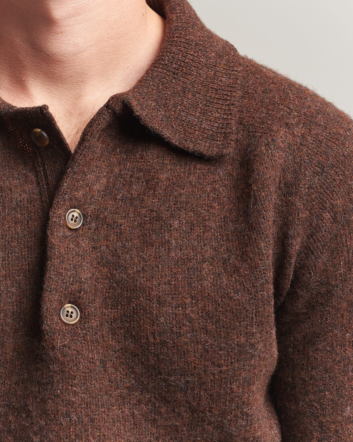 Hombres | Jerséis y prendas de punto | Harley Of Scotland | Brushed Supersoft Lambswool Polo Marron