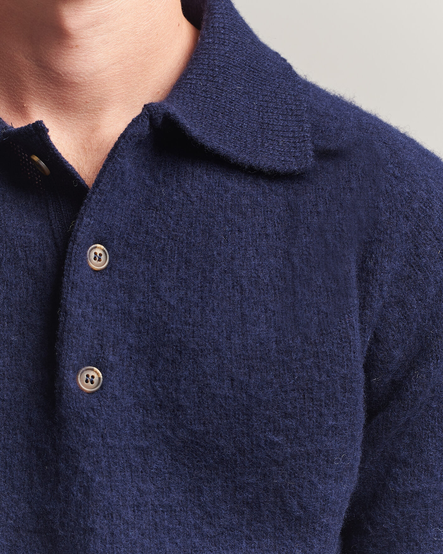 Hombres | Jerséis y prendas de punto | Harley Of Scotland | Brushed Supersoft Lambswool Polo Navy