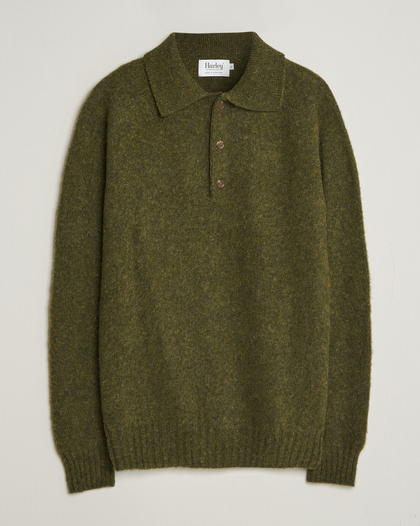 Hombres | Jerséis y prendas de punto | Harley Of Scotland | Brushed Supersoft Lambswool Polo Scots Pine