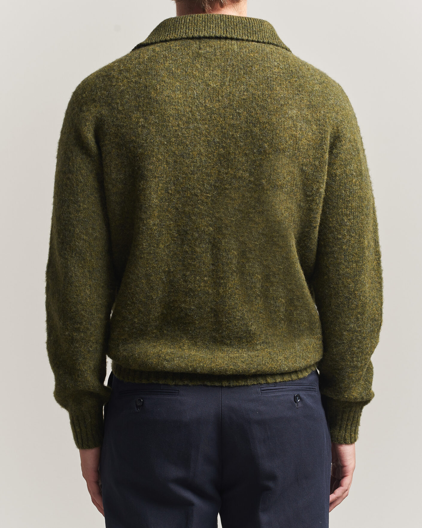 Hombres | Jerséis y prendas de punto | Harley Of Scotland | Brushed Supersoft Lambswool Polo Scots Pine