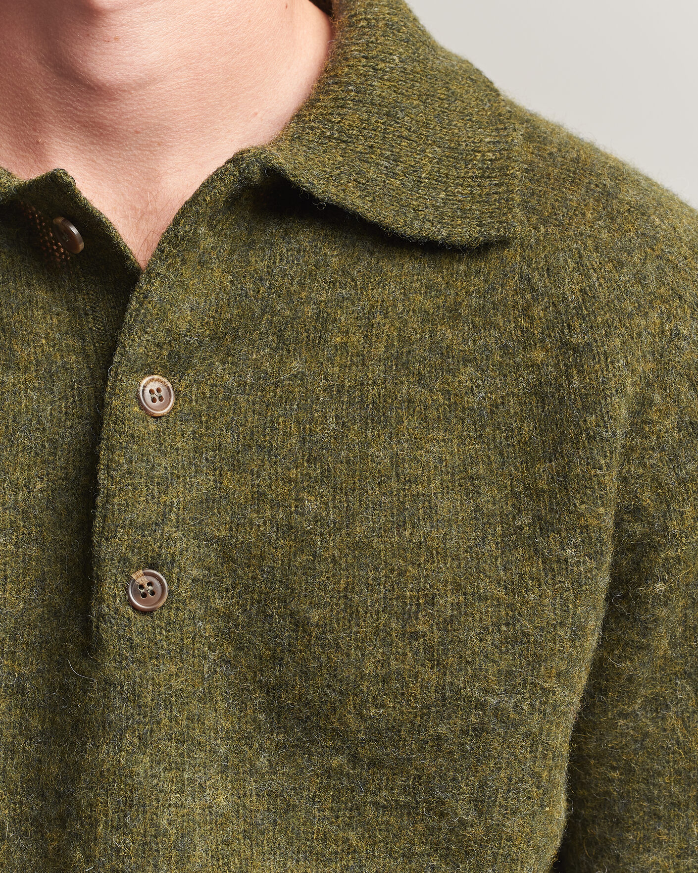 Hombres | Jerséis y prendas de punto | Harley Of Scotland | Brushed Supersoft Lambswool Polo Scots Pine