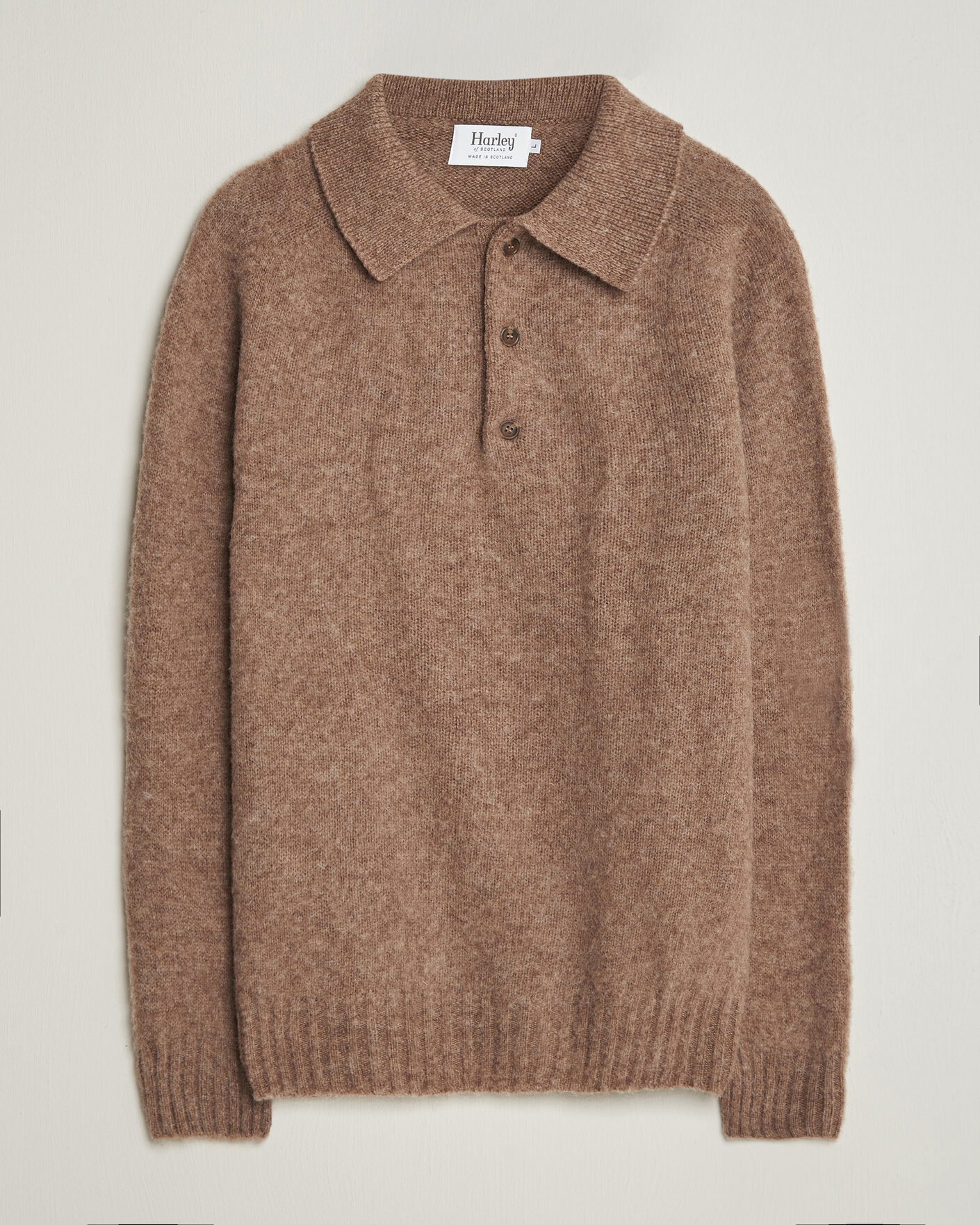 Hombres | Jerséis y prendas de punto | Harley Of Scotland | Brushed Supersoft Lambswool Polo Tundra