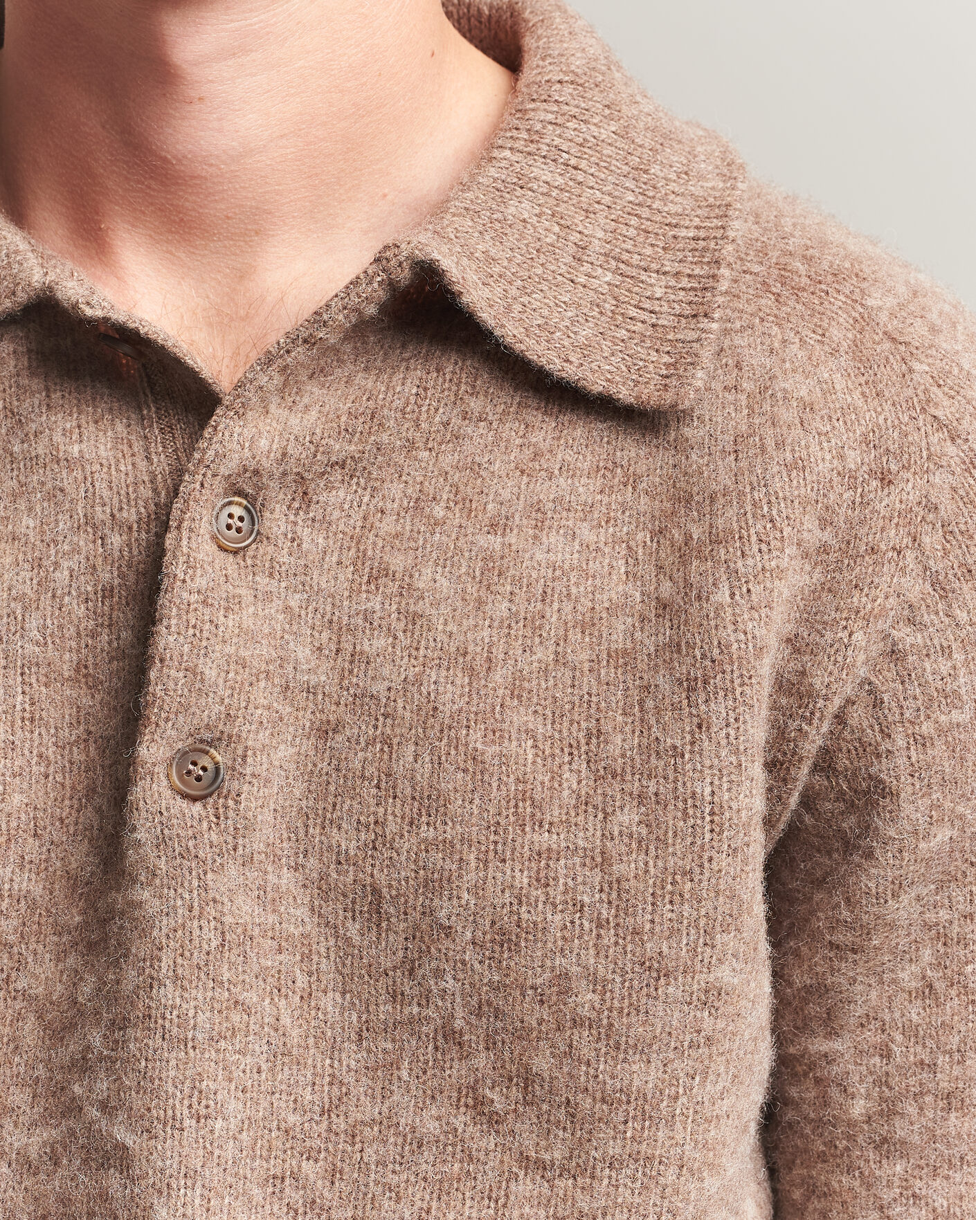 Hombres | Jerséis y prendas de punto | Harley Of Scotland | Brushed Supersoft Lambswool Polo Tundra